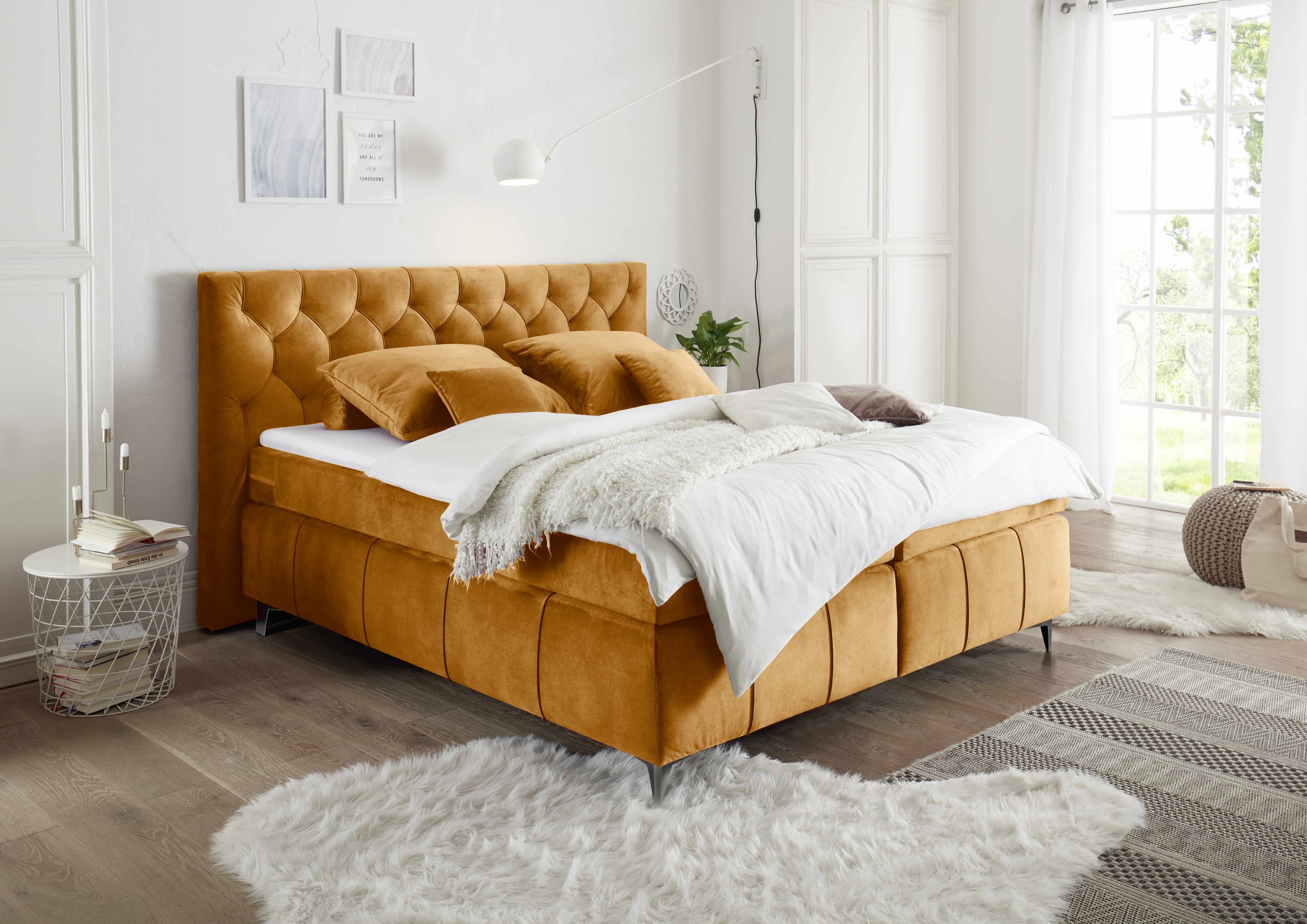 ED EXCITING DESIGN Boxspringbett Pembroke 180x200 inkl. Topper und H2/H3 Matratze (Komplett-Bett, Unterbox + Matratze + Topper), 180x200 inkl. Topper und H2/H3 Matratze, Samtoptik