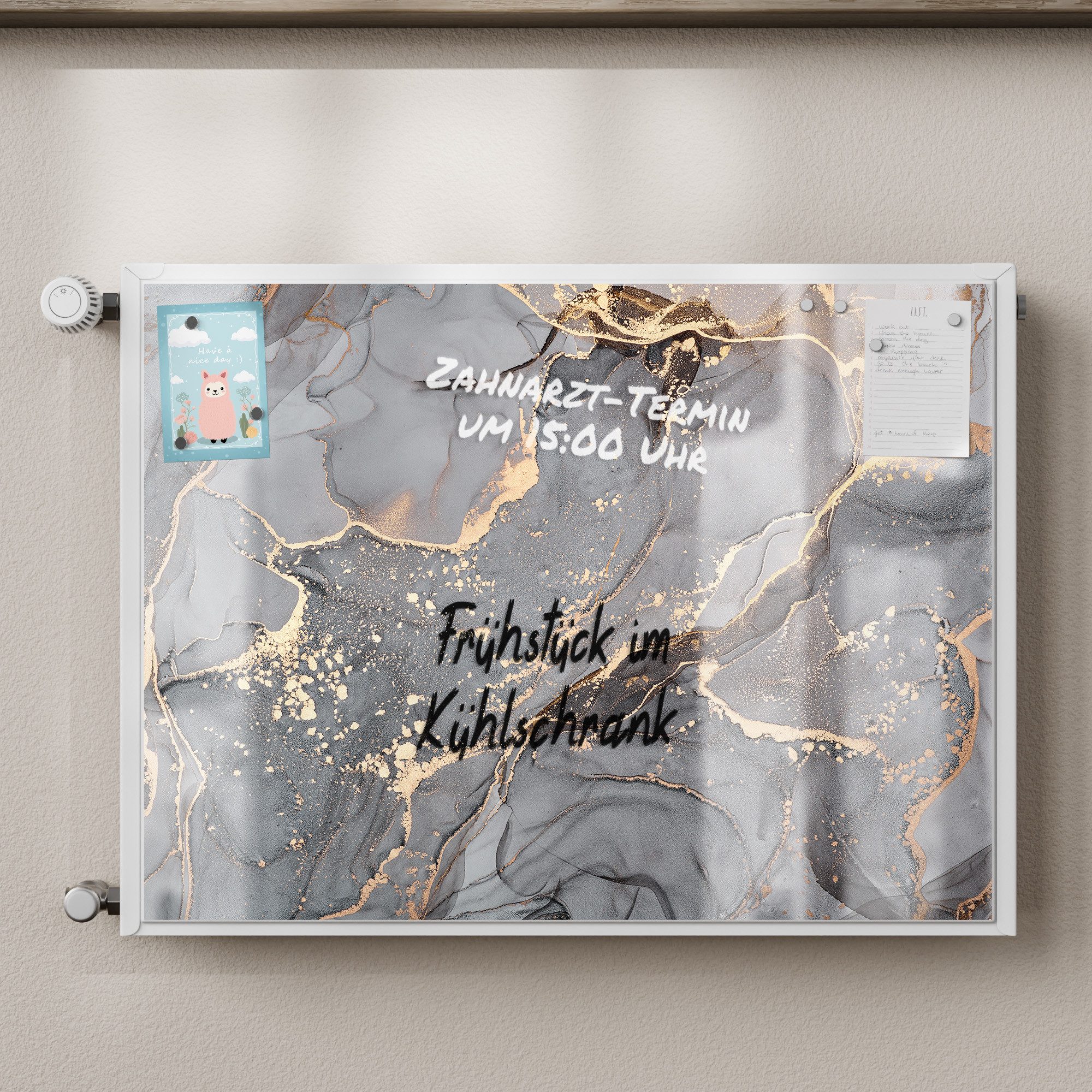 Thumbnail - DEQORI Magnetfolie 'Elegantes Marmormuster', Heizung Magnetmatte magnetisch Magnetfolie Folie Schutz