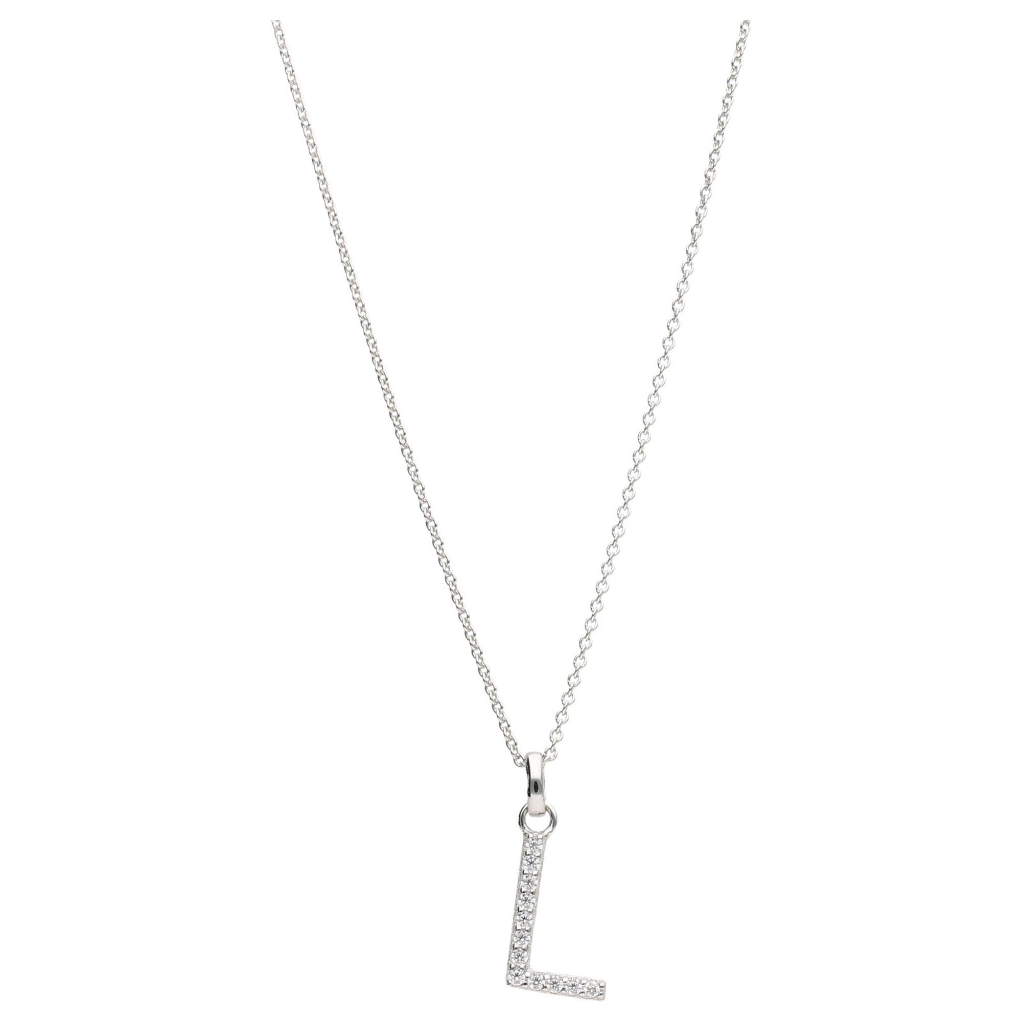Smart Jewel Kette mit Anhänger Buchstabe L mit Zirkonia Steine, Silber 925