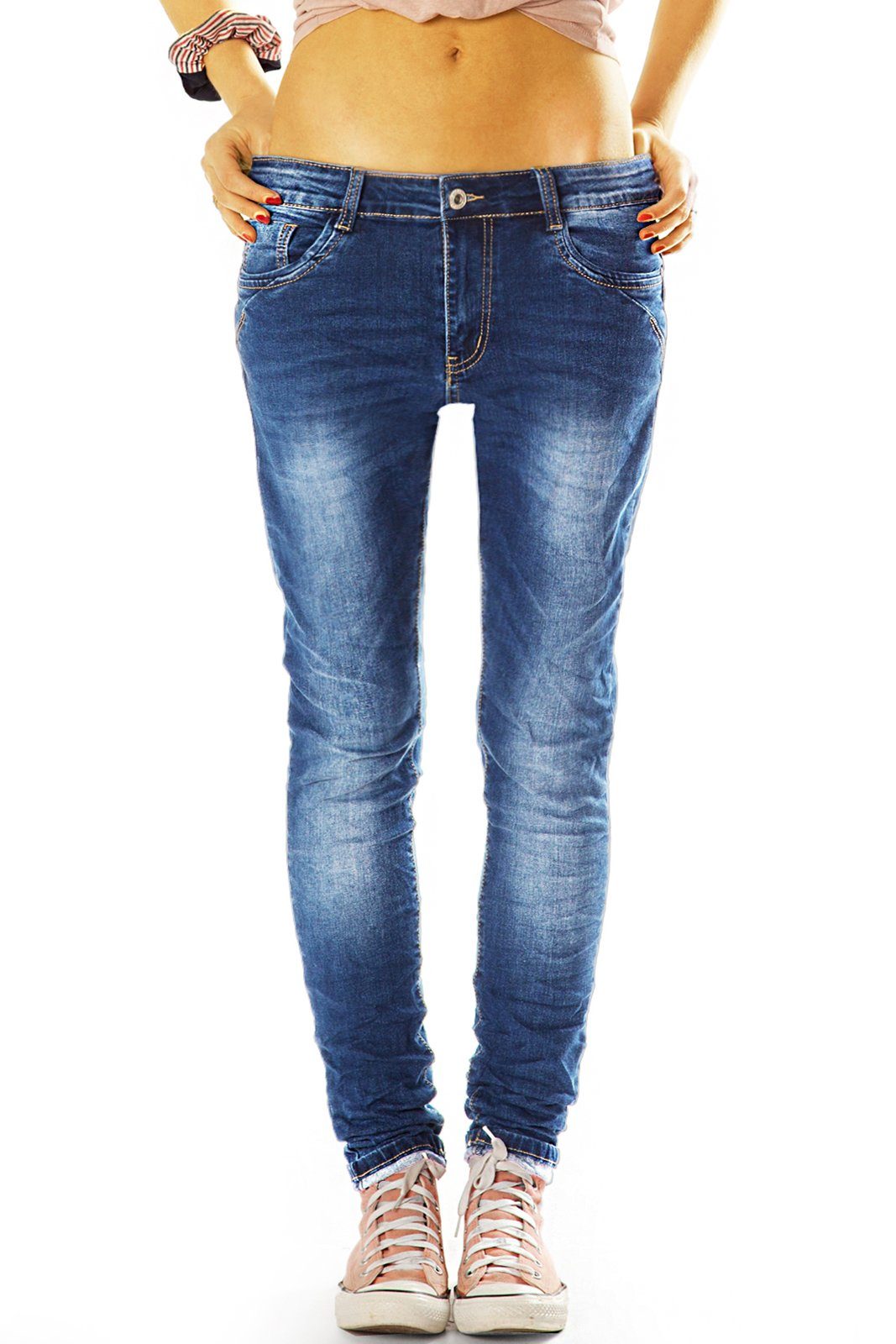 be styled Slim-fit-Jeans Mid Waist Hüftjeans Hose Slim Fit Hosen - Damen - j2k mit Stretch-Anteil, 5-Pocket-Style | Stretchjeans