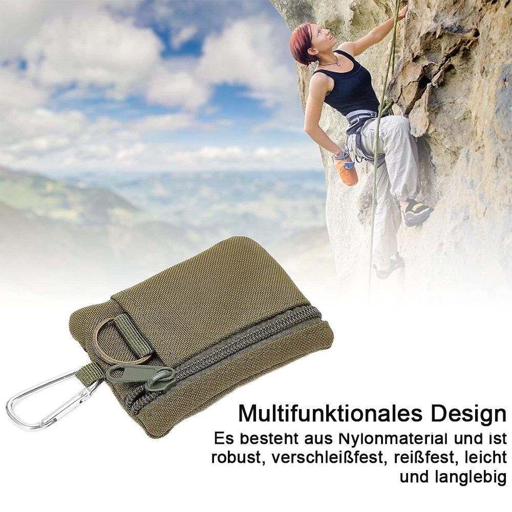 Molle mit NUODWELL Pouch Grün Pouch Wallet EDC Karabiner, Mini Outdoor Geldbörse Tactical Molle