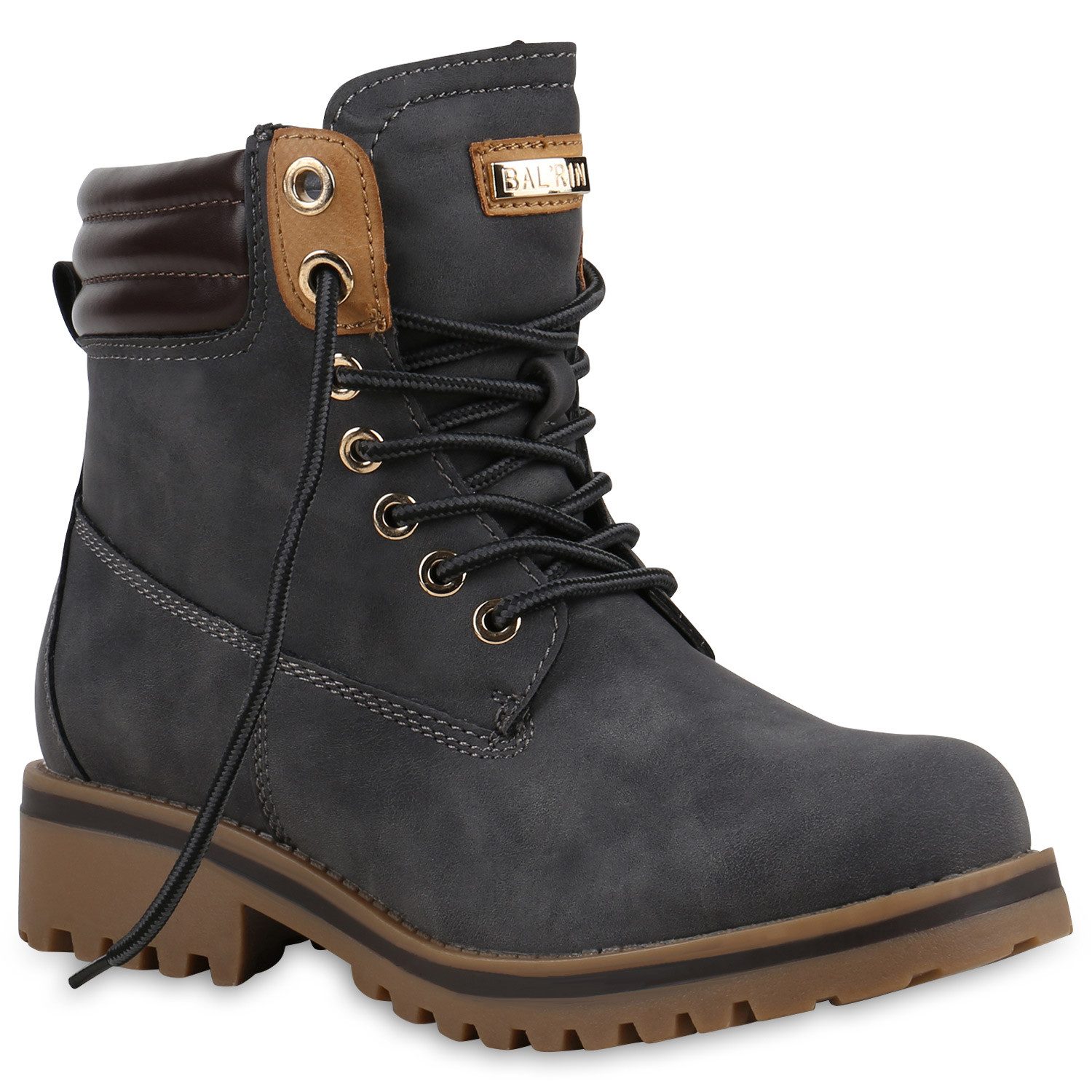 VAN HILL 813283 Stiefelette Warm Gefütterte Damen Outdoor Stiefeletten Worker Boots
