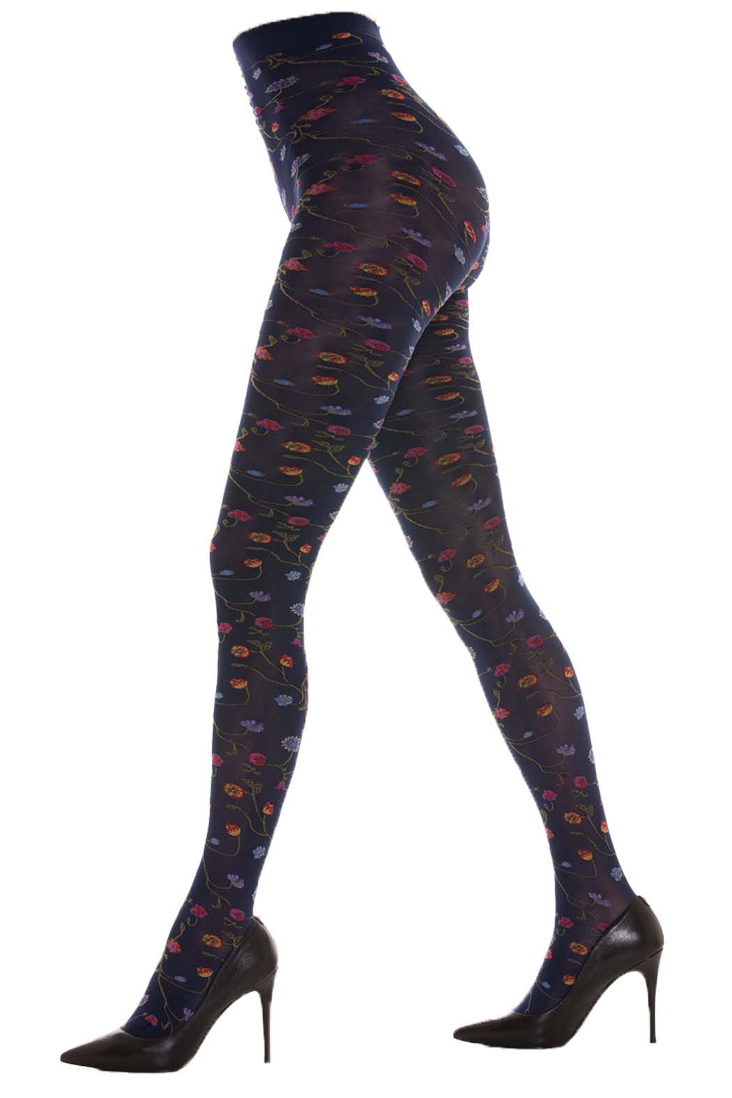 Feinstrumpfhose Damen mit Floralem Muster FLEURS 80 DEN