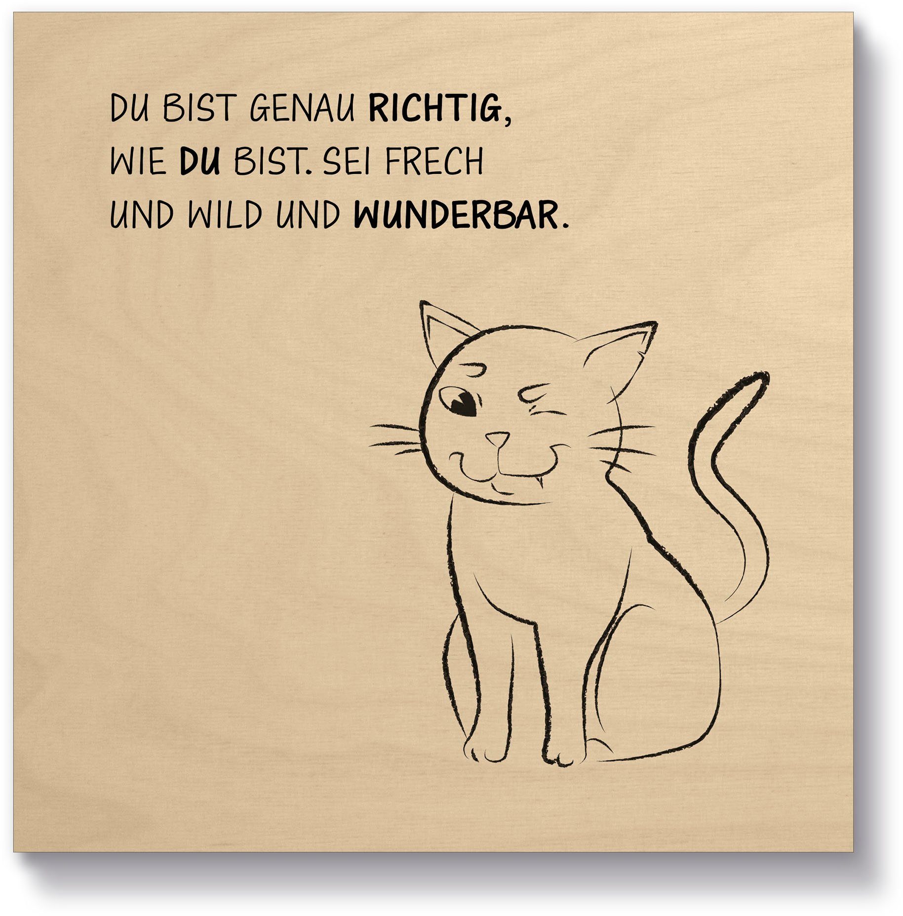 Artland Holzbild »Katze«, Sprüche & Texte (1 St)