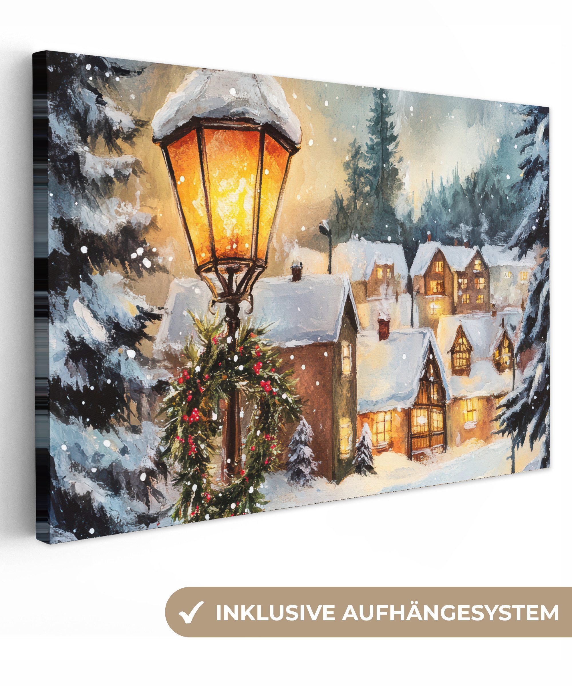 OneMillionCanvasses® Leinwandbild Weihnachtsdorf - Häuser - günstig online kaufen