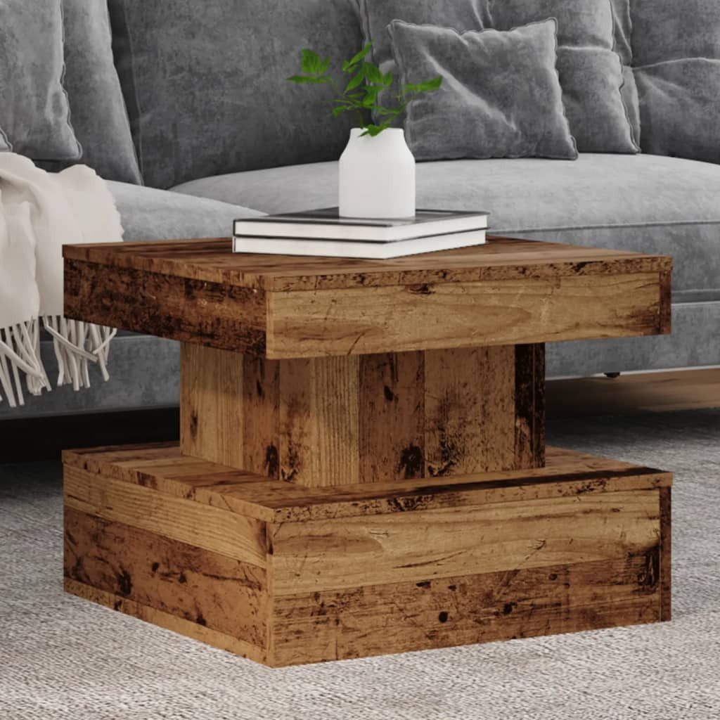 vidaXL Couchtisch NA Couchtisch mit LED Leuchten Altholz-Optik 50x50x40 cm