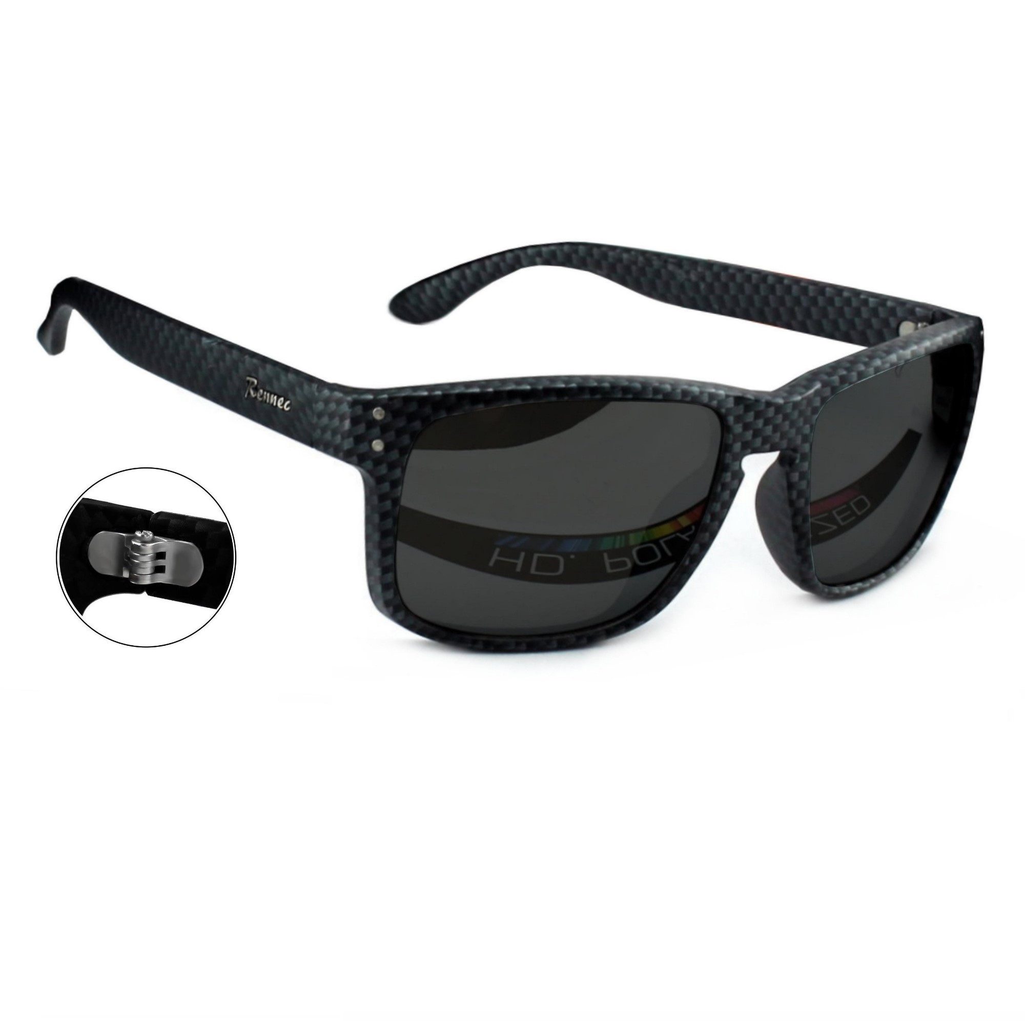 Rennec Sonnenbrille (1x Markenbrille in Carbon Optik mit Brillenbeutel) Pol günstig online kaufen