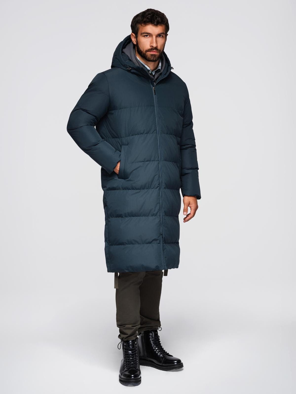 OMBRE Wintermantel Klassische lange Herrenjacke mit Kapuze