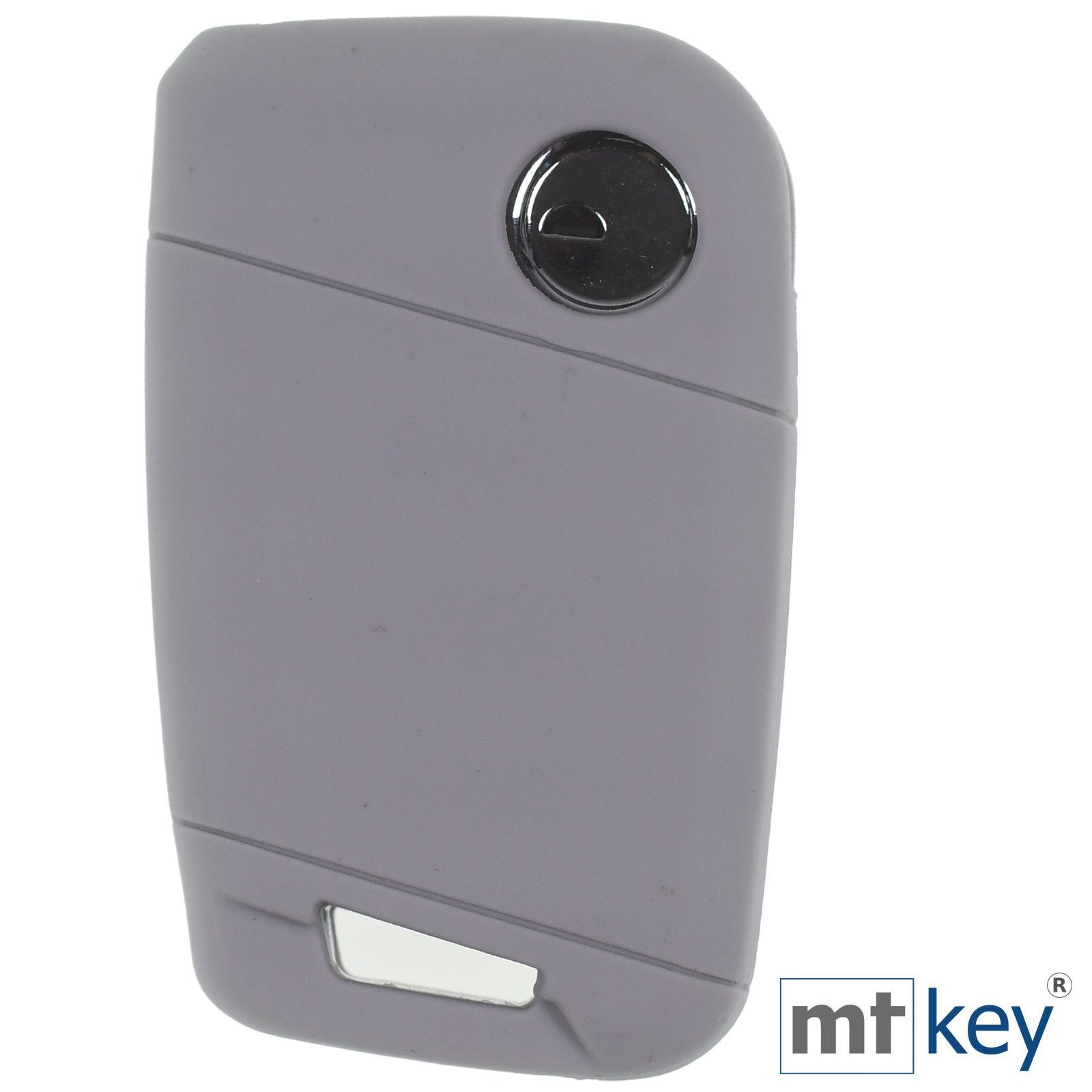 mt-key Schlüsseltasche Autoschlüssel Softcase Schutzhülle KEYLESS Skoda Grau Schlüsselband, B8 Kodiaq Passat Silikon SMARTKEY Arteon Tasten 3 mit für VW