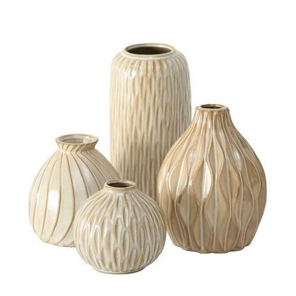 BOLTZE GRUPPE GmbH Dekovase Vase Zalina Porzellan Blumenvase matt cremeweiß H 9-19 cm 4 teilig