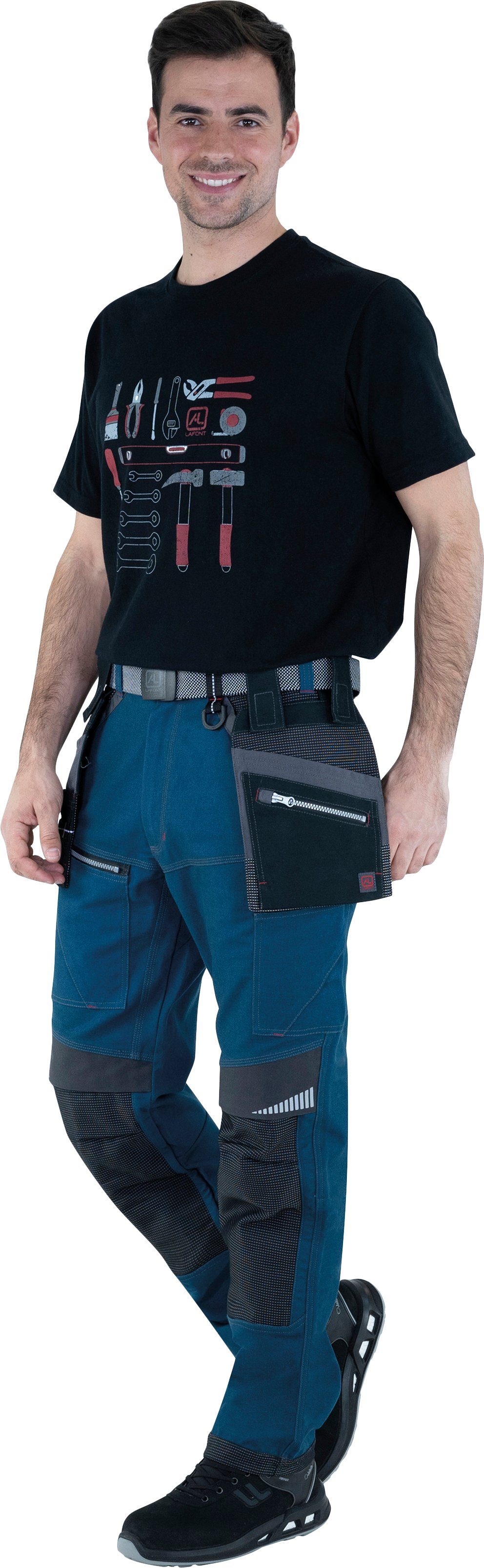 Easy / Lafont "Spanner" PETROL CHARCOAL Saum Bund, Cordura Arbeitsbundhose Elastischer ®-Verstärkung,