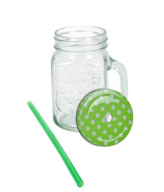 Bubble-Store Gläser-Set 4er Set, Glas, Trinkgläser mit Schraubdeckel,Trinkhalm