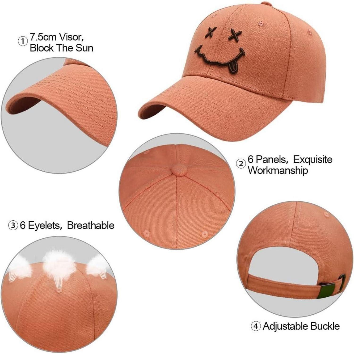 LuxusKollektion Baseball Cap Baseballmütze Herren Damen Lächeln Sonnenschutz Z_Orange Einheitsgröße