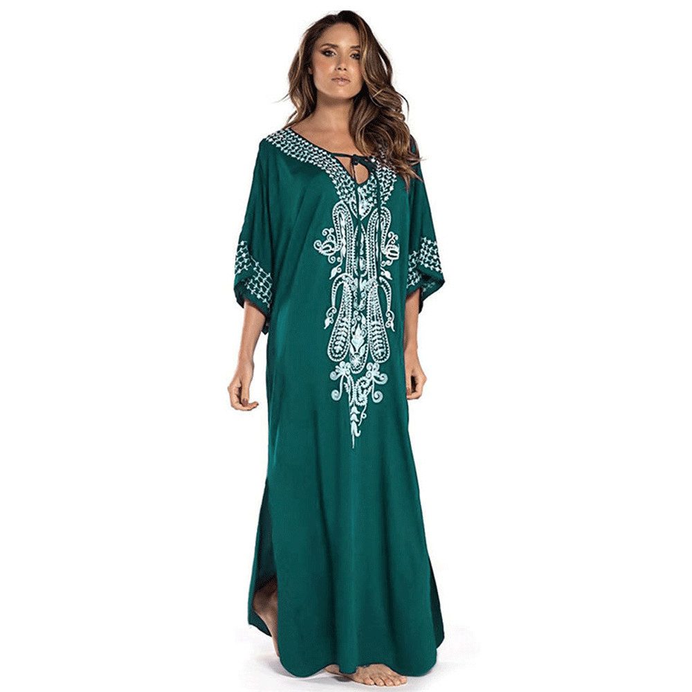 RWEUOQ Strandkleid Strandkleid mit V-Ausschnitt – günstig online kaufen