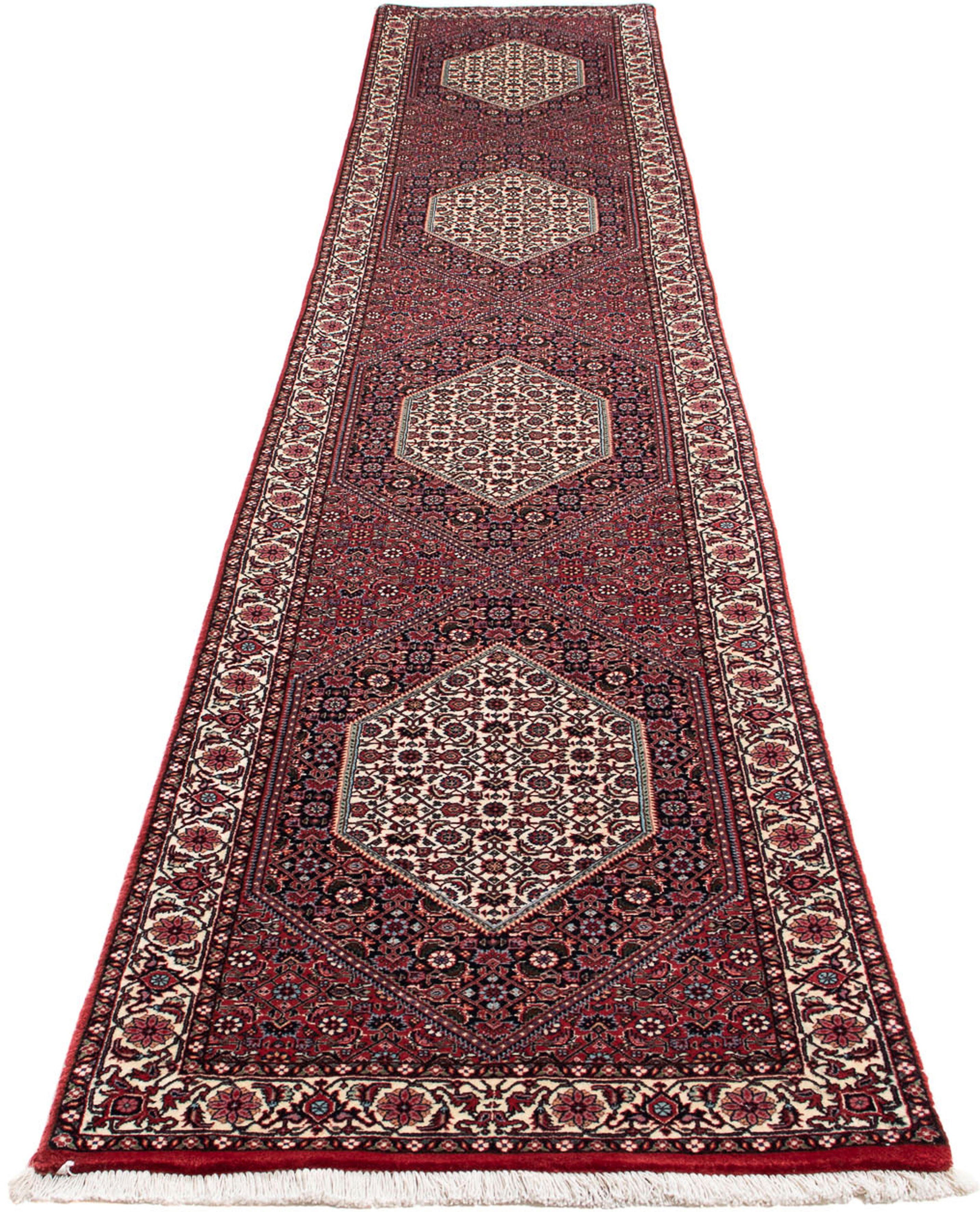 Orientteppich Perser - Bidjar - 415 x 78 cm - dunkelrot, morgenland, rechteckig, Höhe: 15 mm, Wohnzimmer, Handgeknüpft, Einzelstück mit Zertifikat