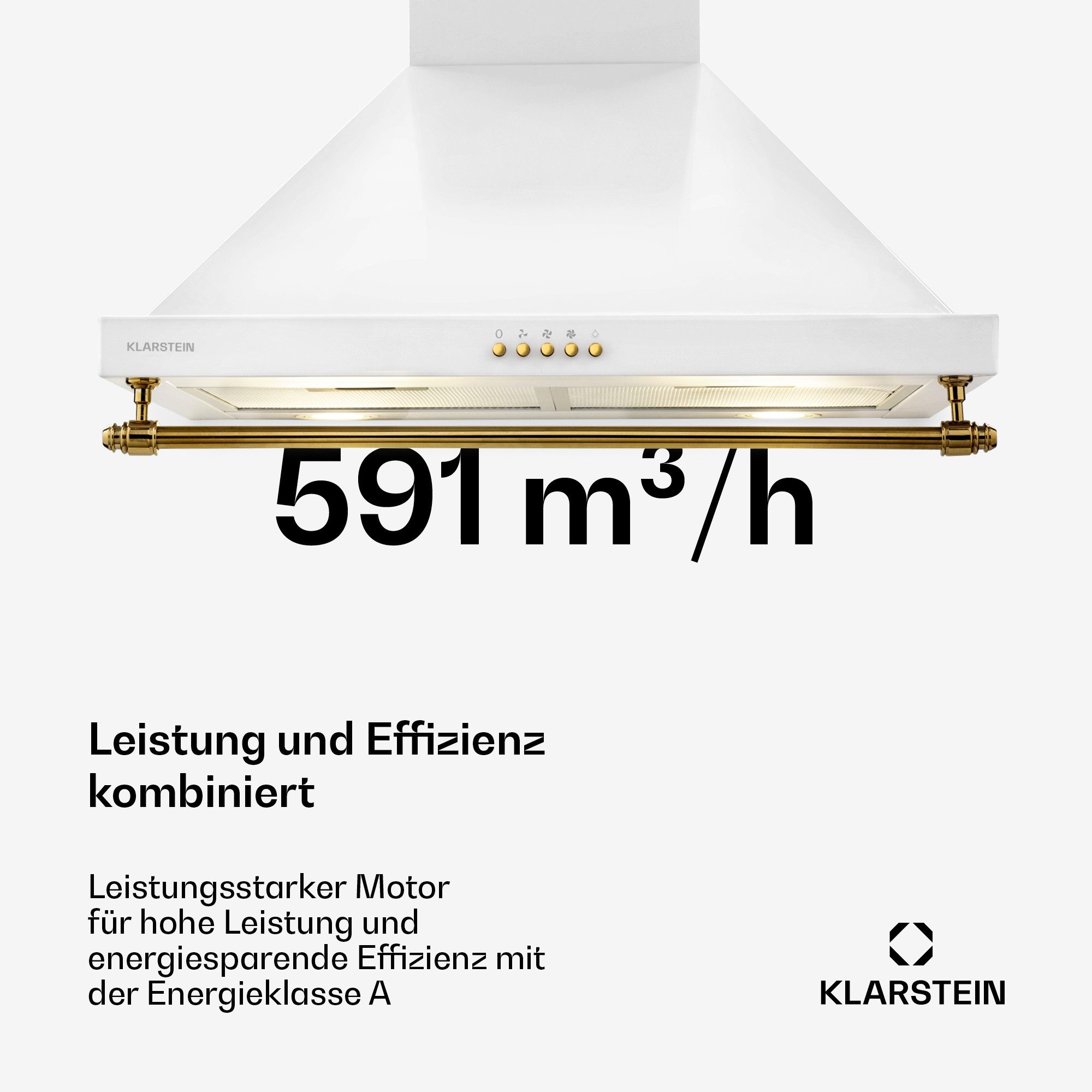 Klarstein Deckenhaube Montblanc 60 Dunstabzugshaube 610m³/h 165W 2x1,5W LED Reling – Bild 5 von 5