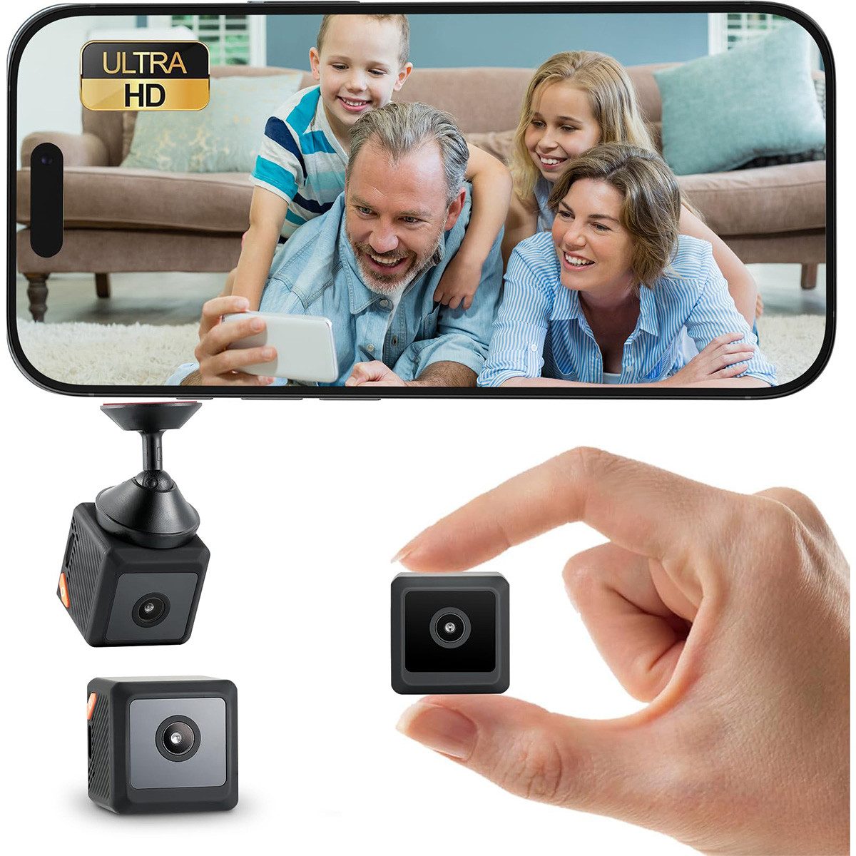 Novzep Smart Home Kamera Überwachungskameras, Mini-Versteckte Kamera WiFi Wireless (1-tlg., Innenraum-Überwachungskamera, Bewegungserkennung, Nachtsicht, App-Steuerung, 35x35x35mm)