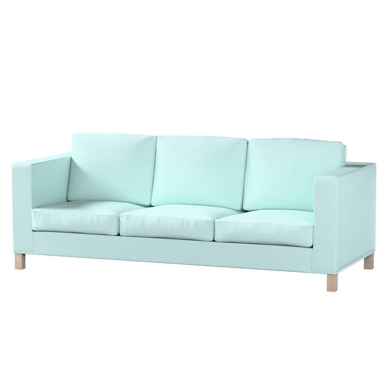 Sofahusse Karlanda 3-Sitzer Sofa nicht ausklappbar kurz, Cotton Panama, Dekoria hellblau