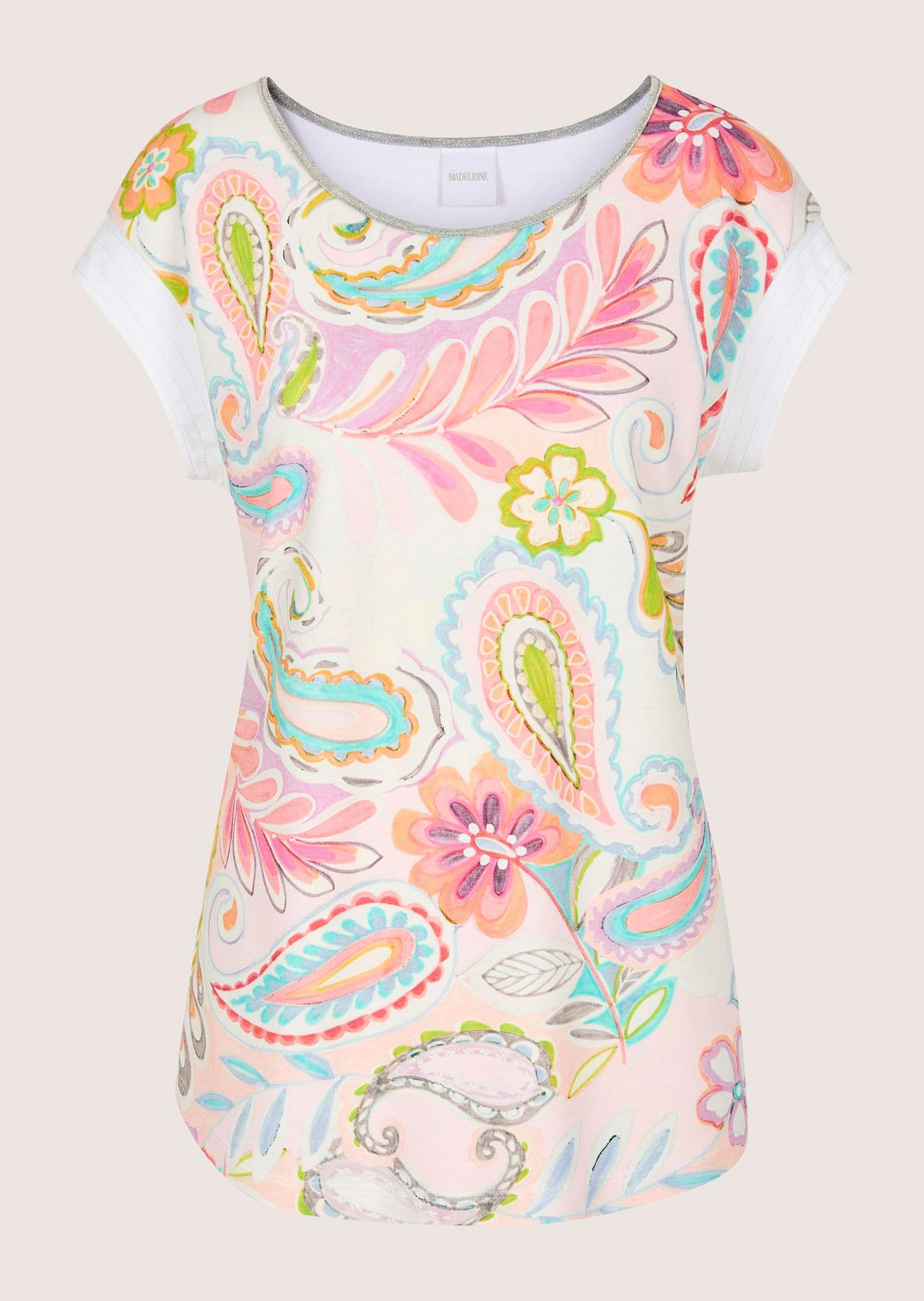 Print-Shirt Paisley-Print Shirt mit Stretch, Rundhals