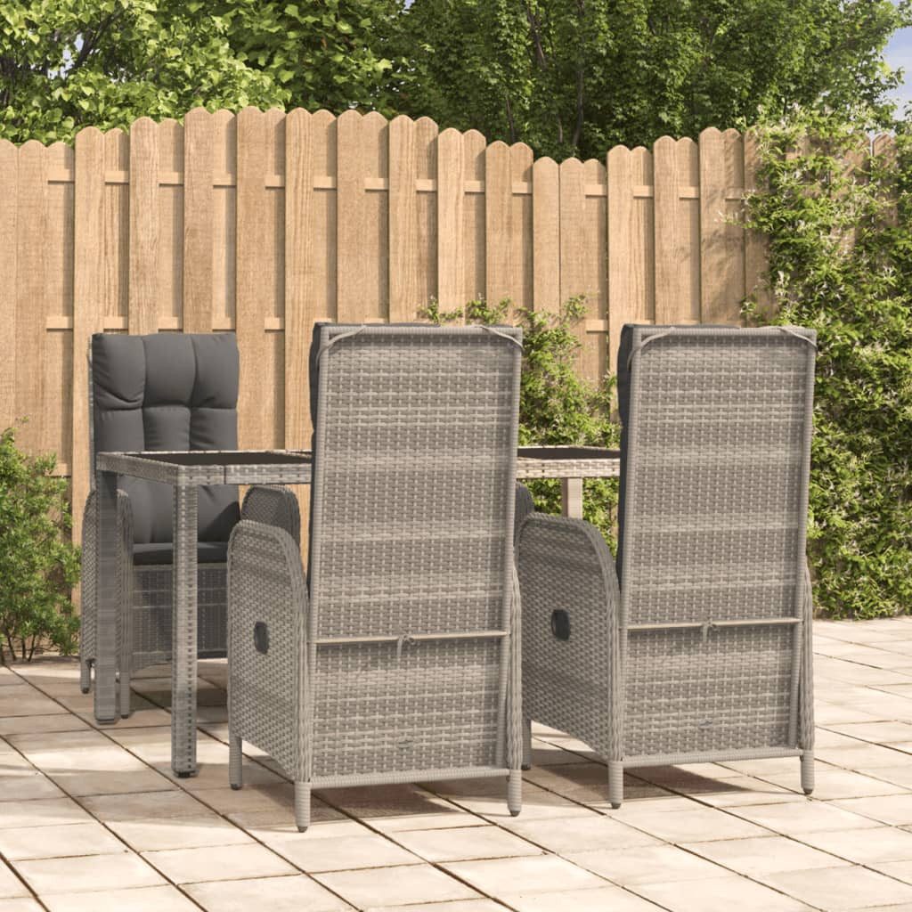 vidaXL Garten-Essgruppe 150 cm Tischlnge 5-tlg Garten-Essgruppe mit Kissen Grau Polyrattan Sit