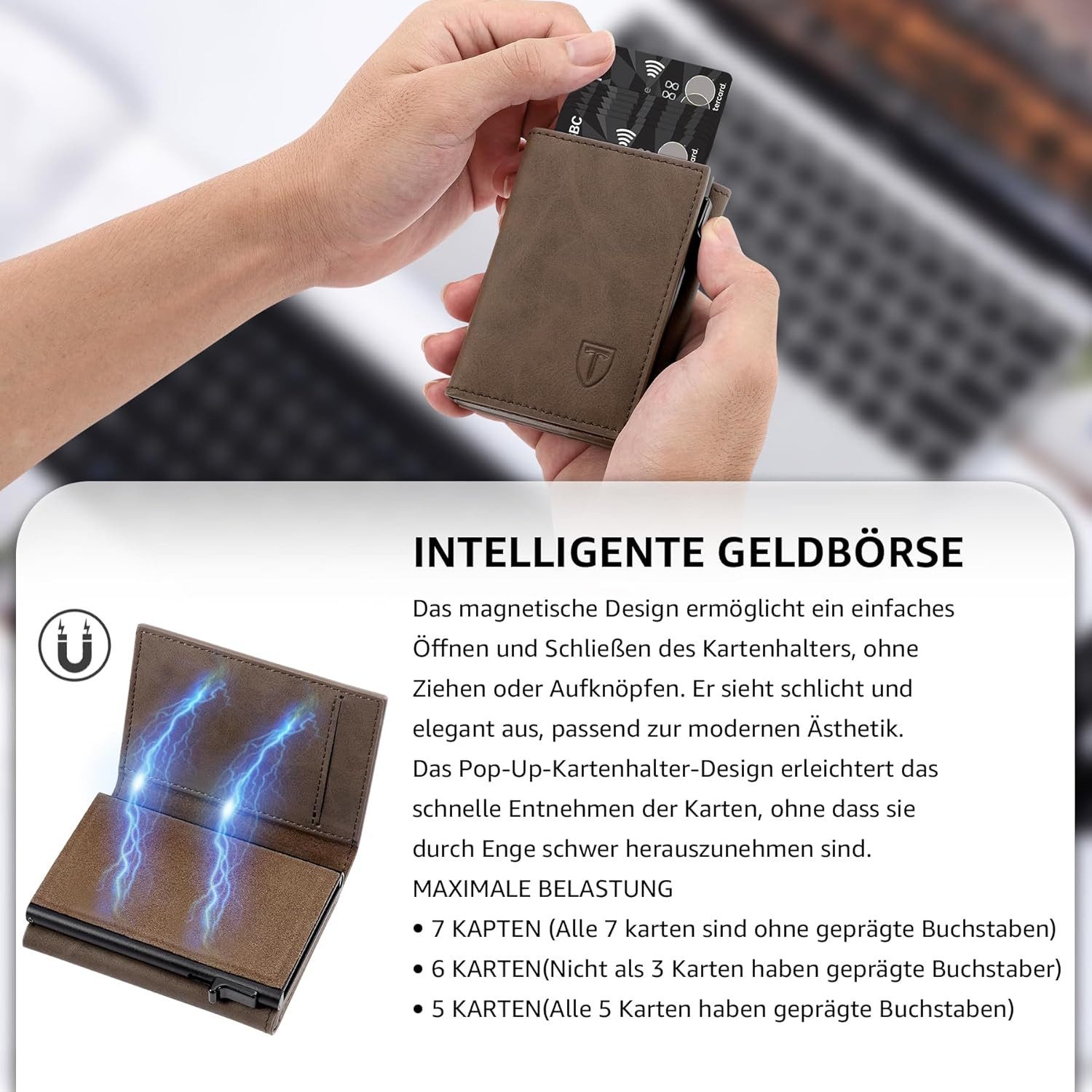 TEEHON Geldbörse Geldbeutel Herren, Slim Wallet RFID Schutz Leder ...