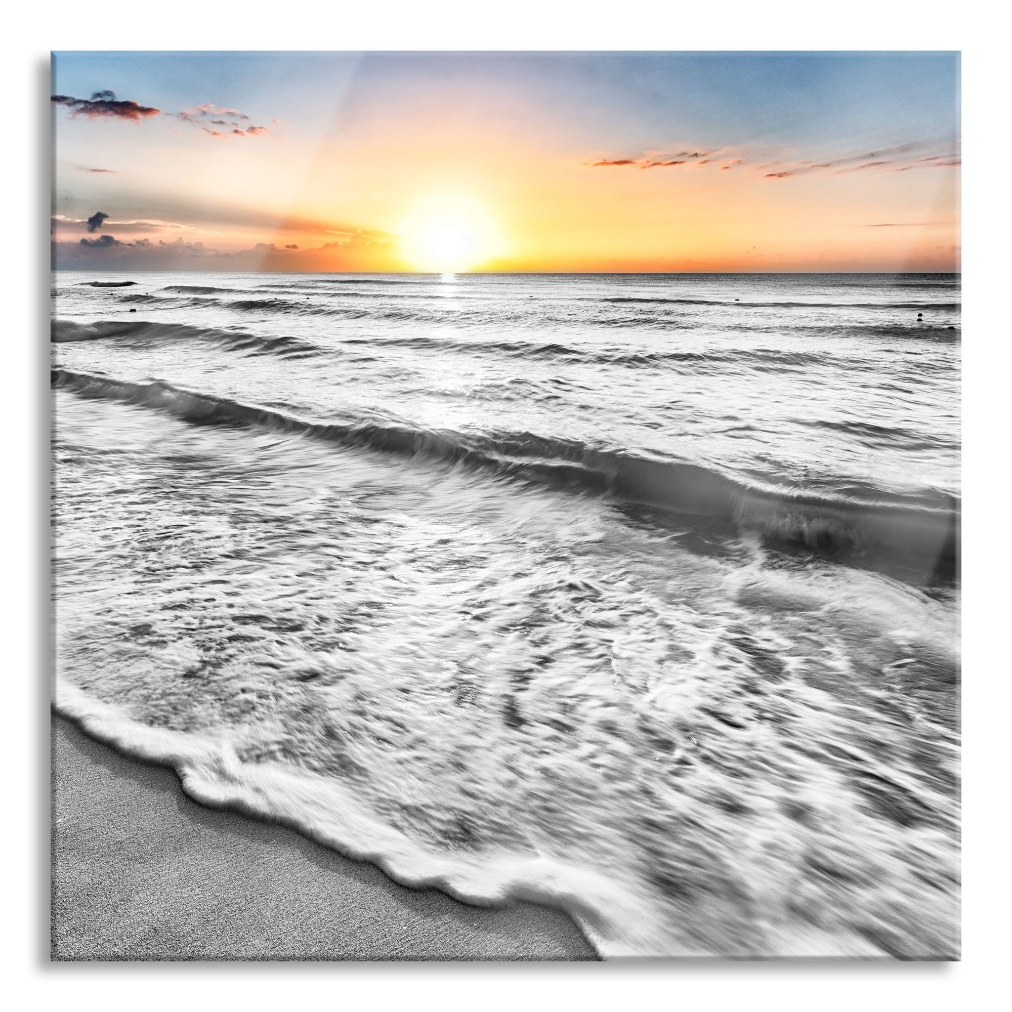 inkl. Abstandshalter und Pixxprint Glasbild wunderschönes (1 Aufhängungen wunderschönes Meer, aus Echtglas, Glasbild St), Meer