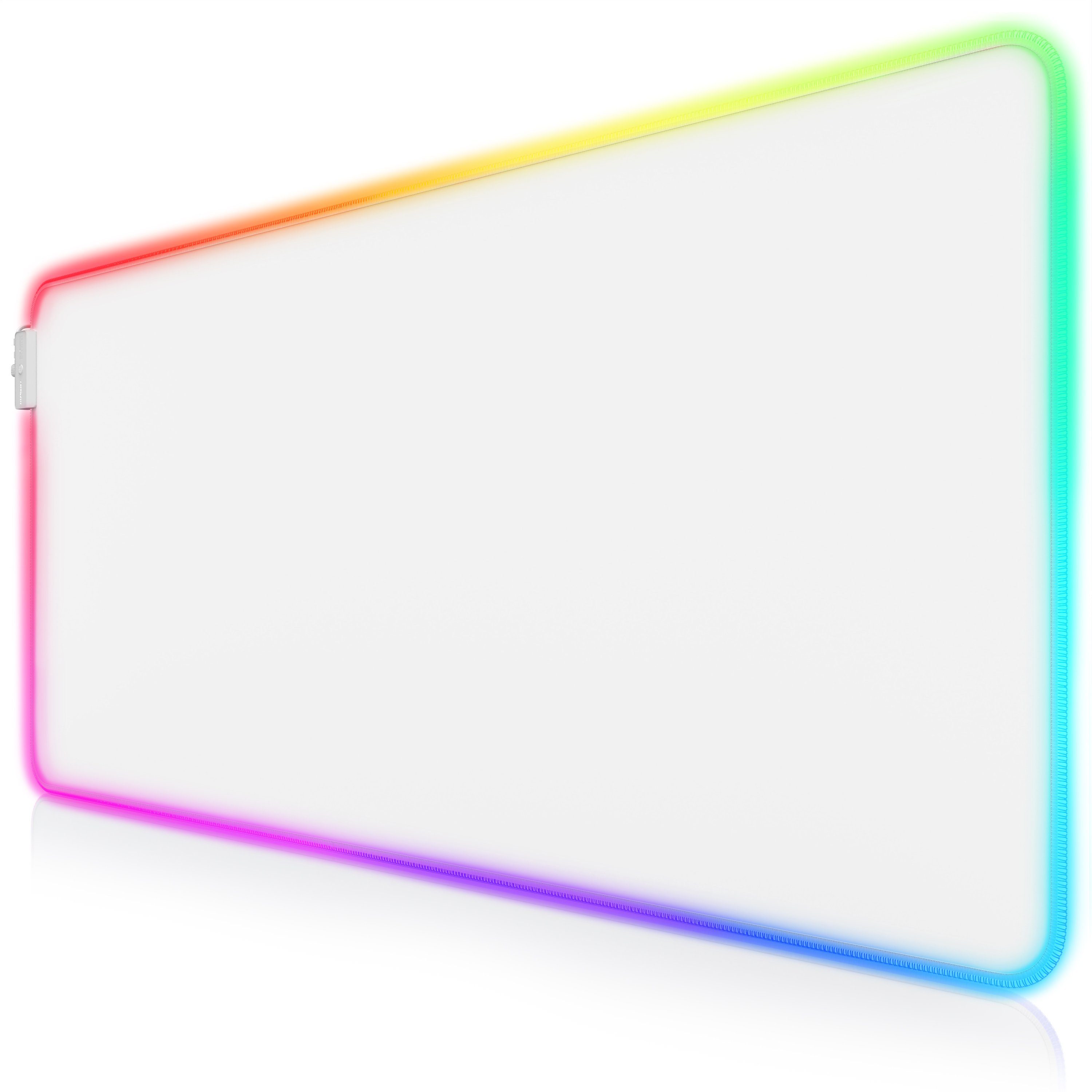 Titanwolf Gaming Mauspad RGB Mousepad 900 x 400 x 3 mm, LED Multi Color XXL Tischunterlage, rutschfest, abwaschbar, Geschwindigkeit & Präzision, weiß