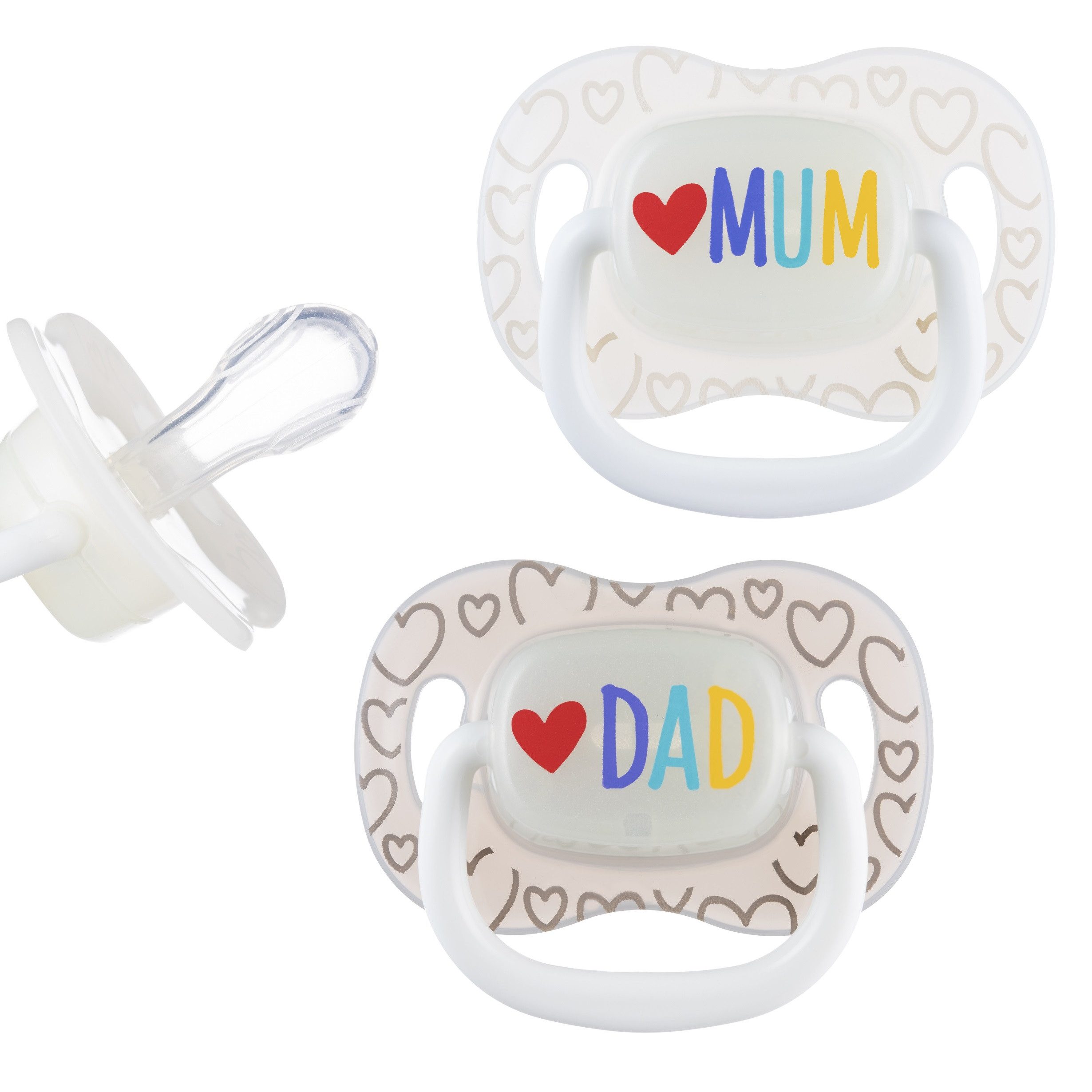 Canpol Schnuller Symmetrischer Beruhigungssauger Love Mum + Love Dad 2er Packung