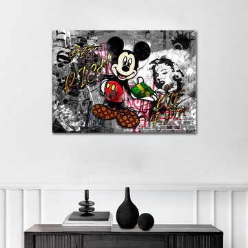 ArtMind Wandbild Micky Get rich or die, Premium Wandbilder als Poster & gerahmte Leinwand in 4 Größen, Wall Art, Bild, Canva