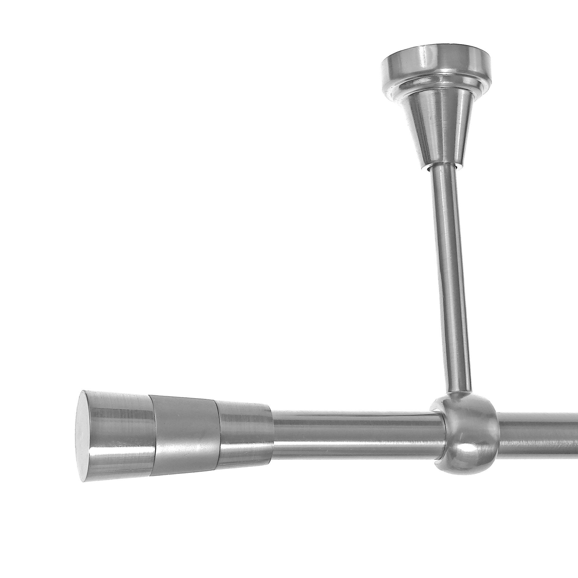 BASIT Gardinenstange Rohr Edelstahloptik 16 mm mit Deckenträgern 480 cm E11, Ø 16 mm, 1-läufig, verschraubt, Metall, D14 480 cm E11 Kegel
