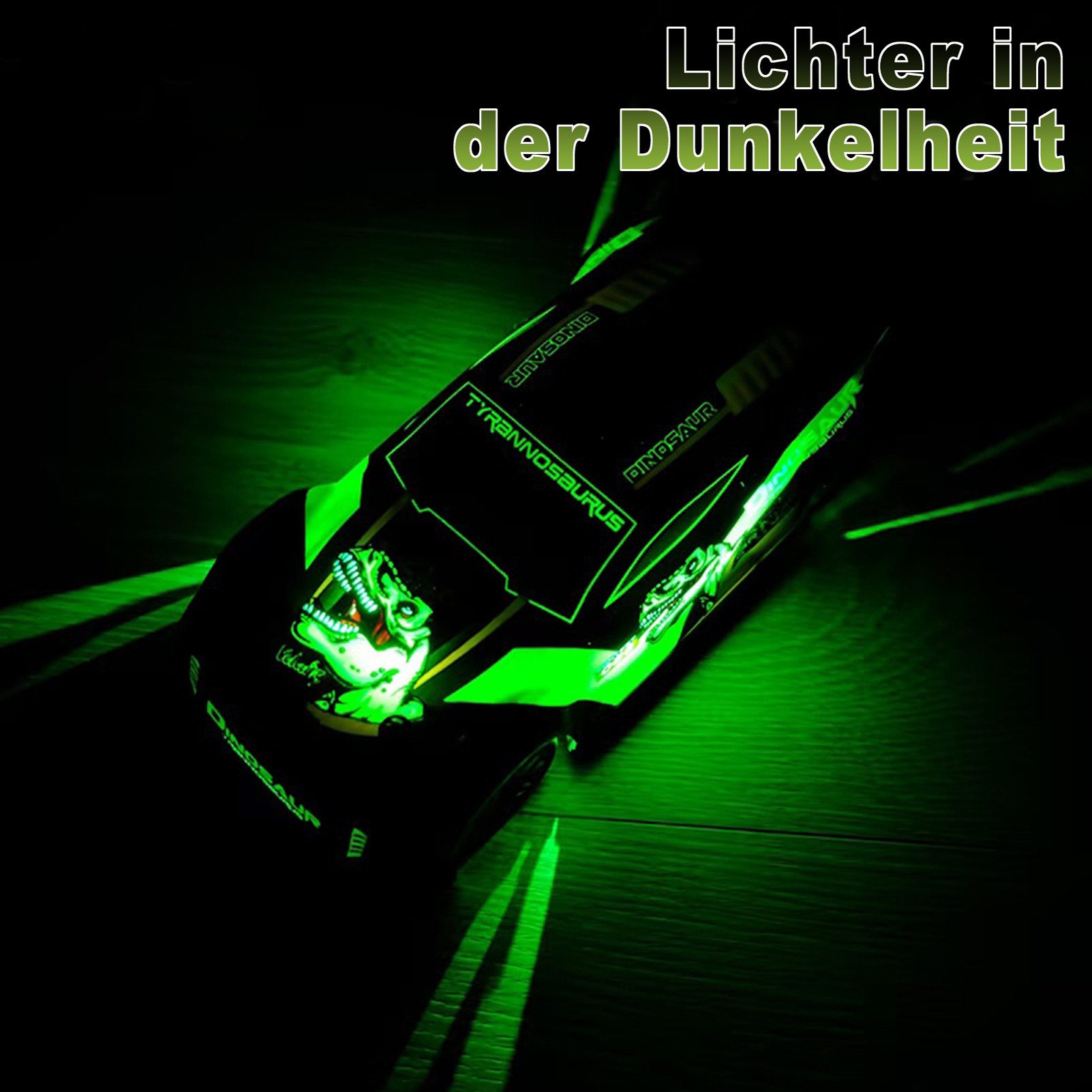 Esun RC-Auto Ferngesteuertes Dinosaurier Auto ab 3 4 5 6 8 Jahre, RC Drift Car 1:18 (SET, 2.4GHz Ferngesteuerter Monstertruck), RC Auto Kinder mit LED-Leuchten Drift RC Car