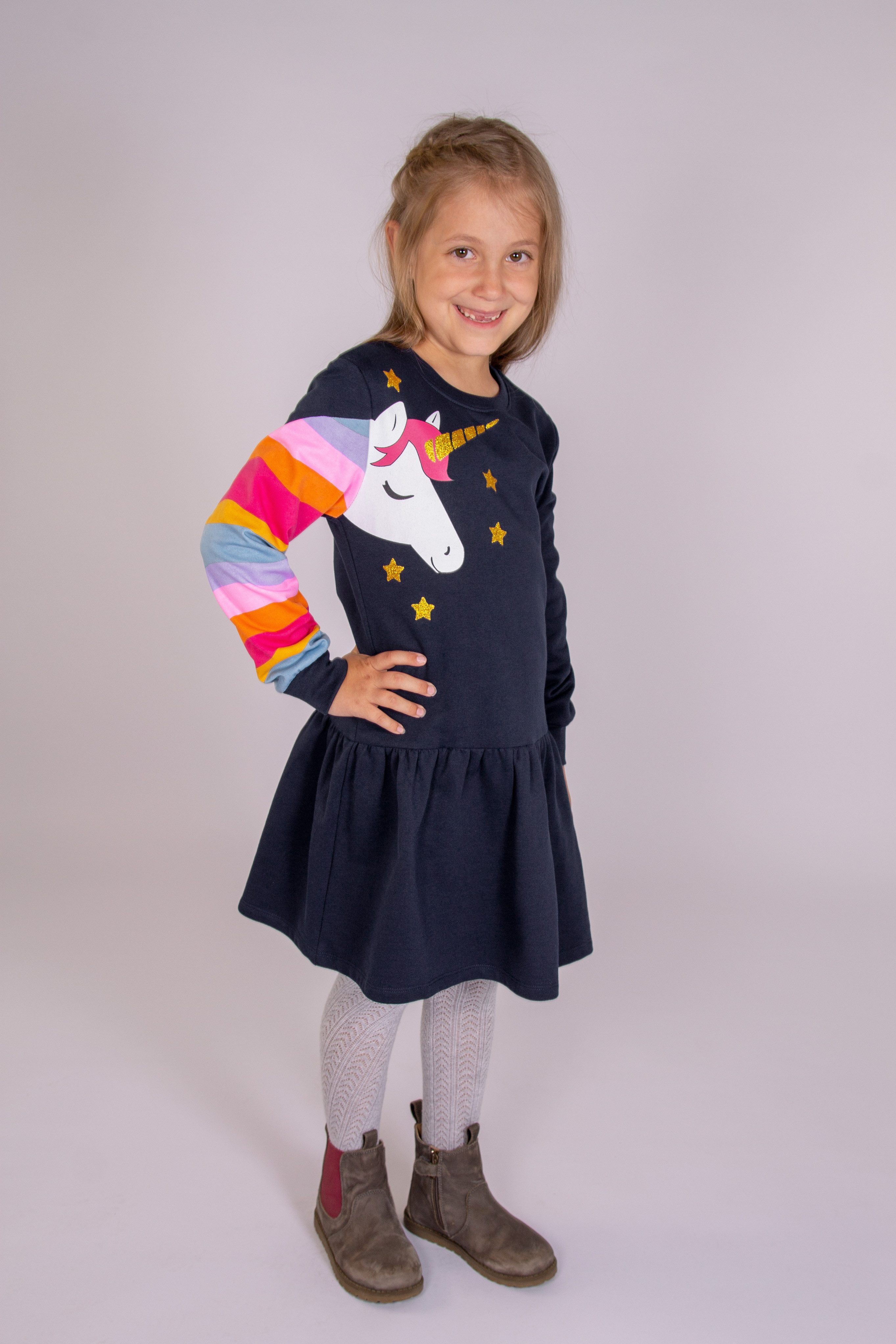 happy girls Sweatkleid mit wunderschönem Einhorn-Motiv