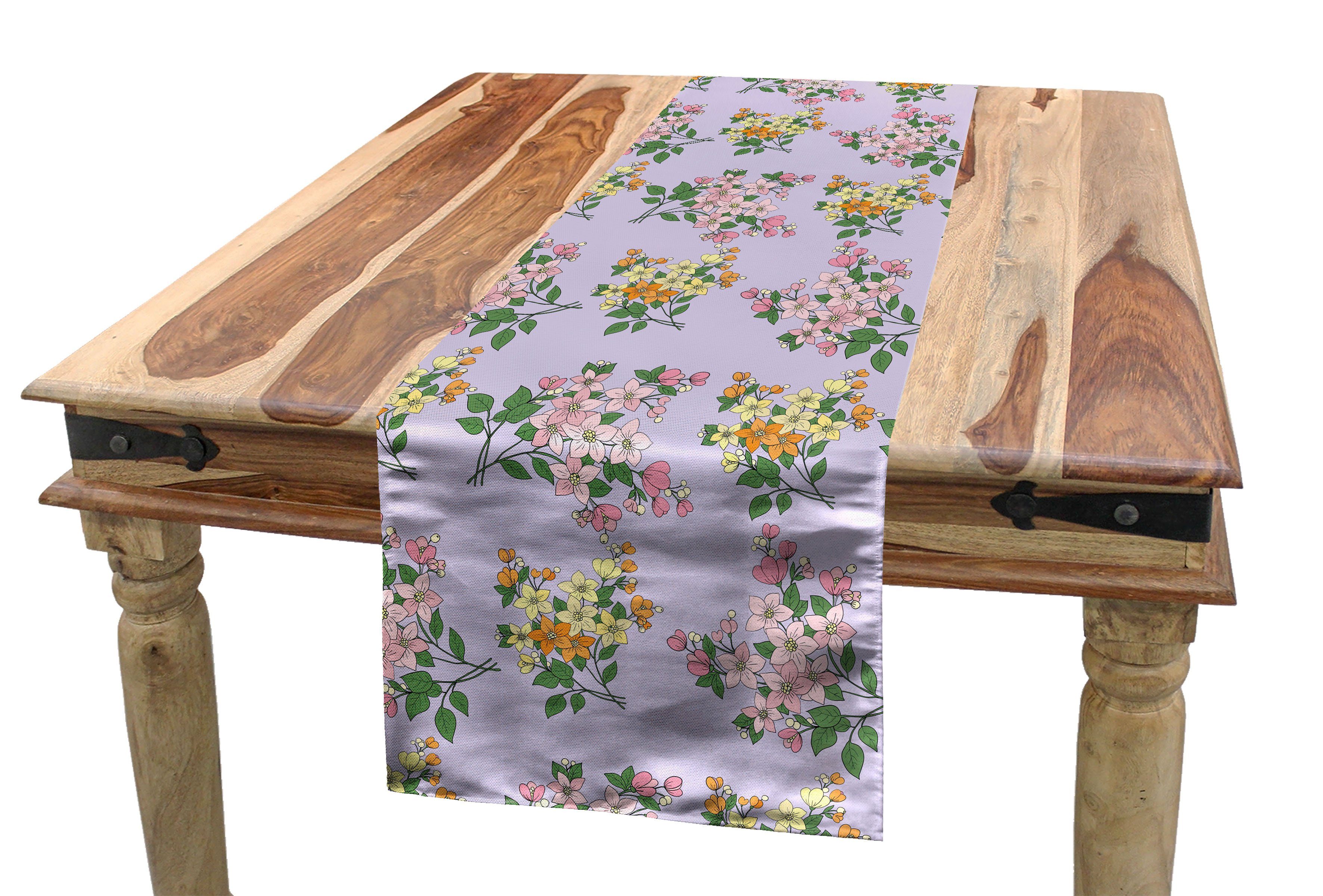 Abakuhaus Tischläufer Esszimmer Küche Rechteckiger Dekorativer Tischläufer, Blumen Blumenstrauß der Blumen Stil
