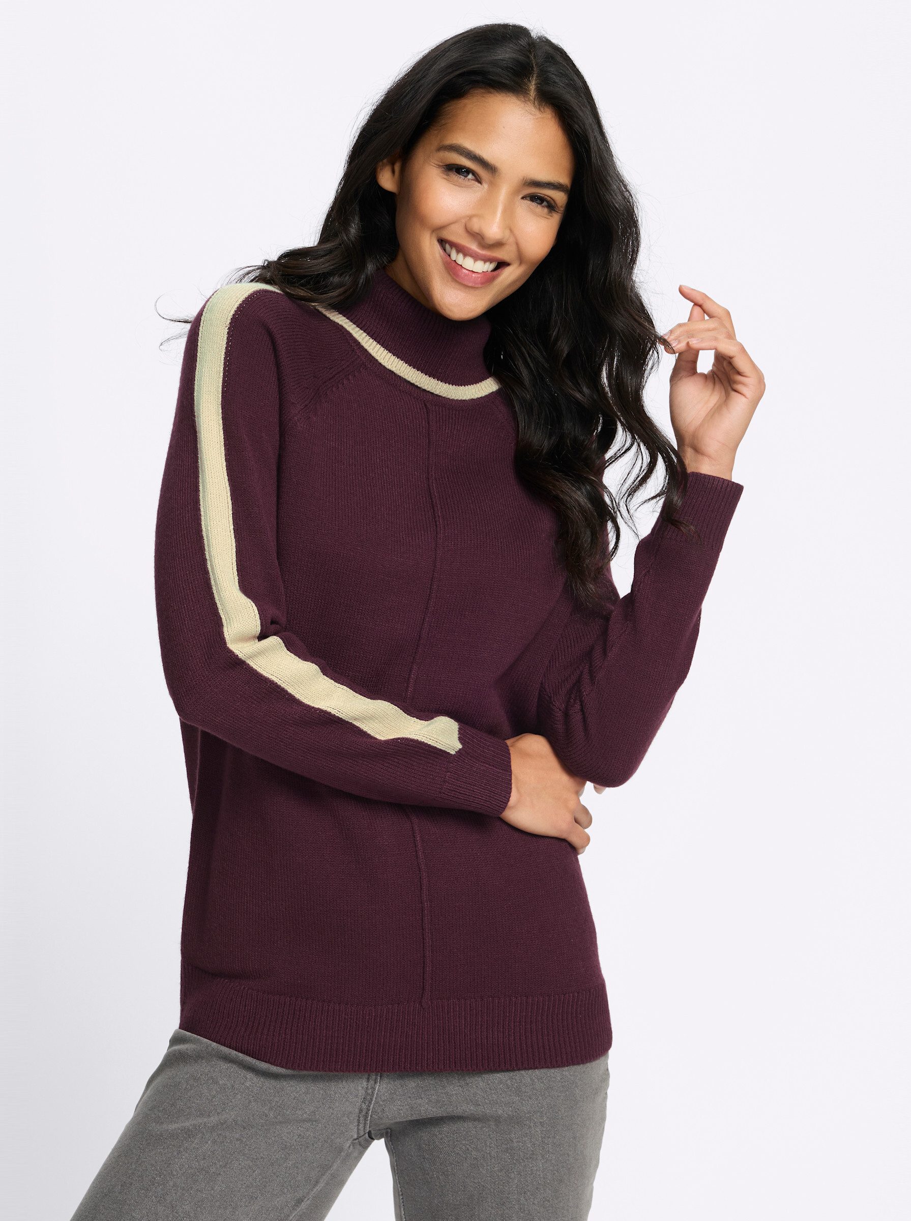 Sieh an! Strickpullover Rollkragen-Pullover Langarm Jersey