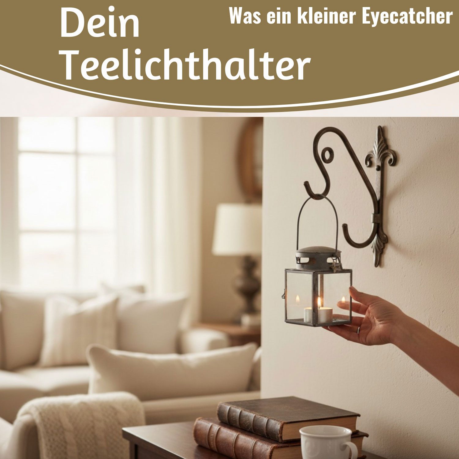 LS-LebenStil Teelichthalter IB Laursen Vintage Laterne Windlicht 10cm Metall Grau Teelicht (Windlicht zum Aufhängen für Teelichter und kleine Stumpenkerze, 1 St., Halter Kerzenständer Tischdeko Kerzenhalter Gläser für Teelichter), Deko Hochzeit Ostern Weihnachten Konfirmation