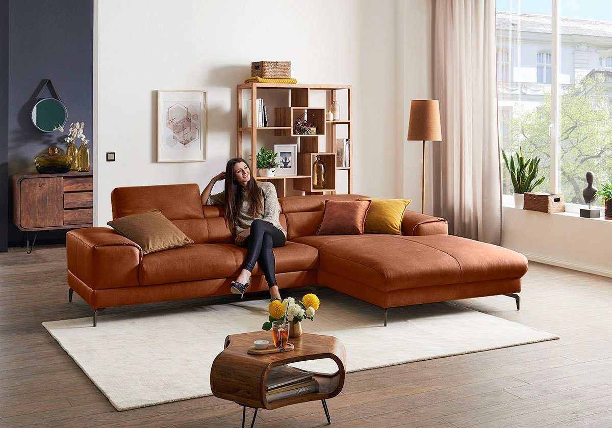 W.SCHILLIG Ecksofa Piedroo, Designsofa mit tollem Sitzkomfort, elegant und bequem, L-Form, Kopfteilverstellung, wahlweise mit Sitztiefenverstellung, Breite 303cm
