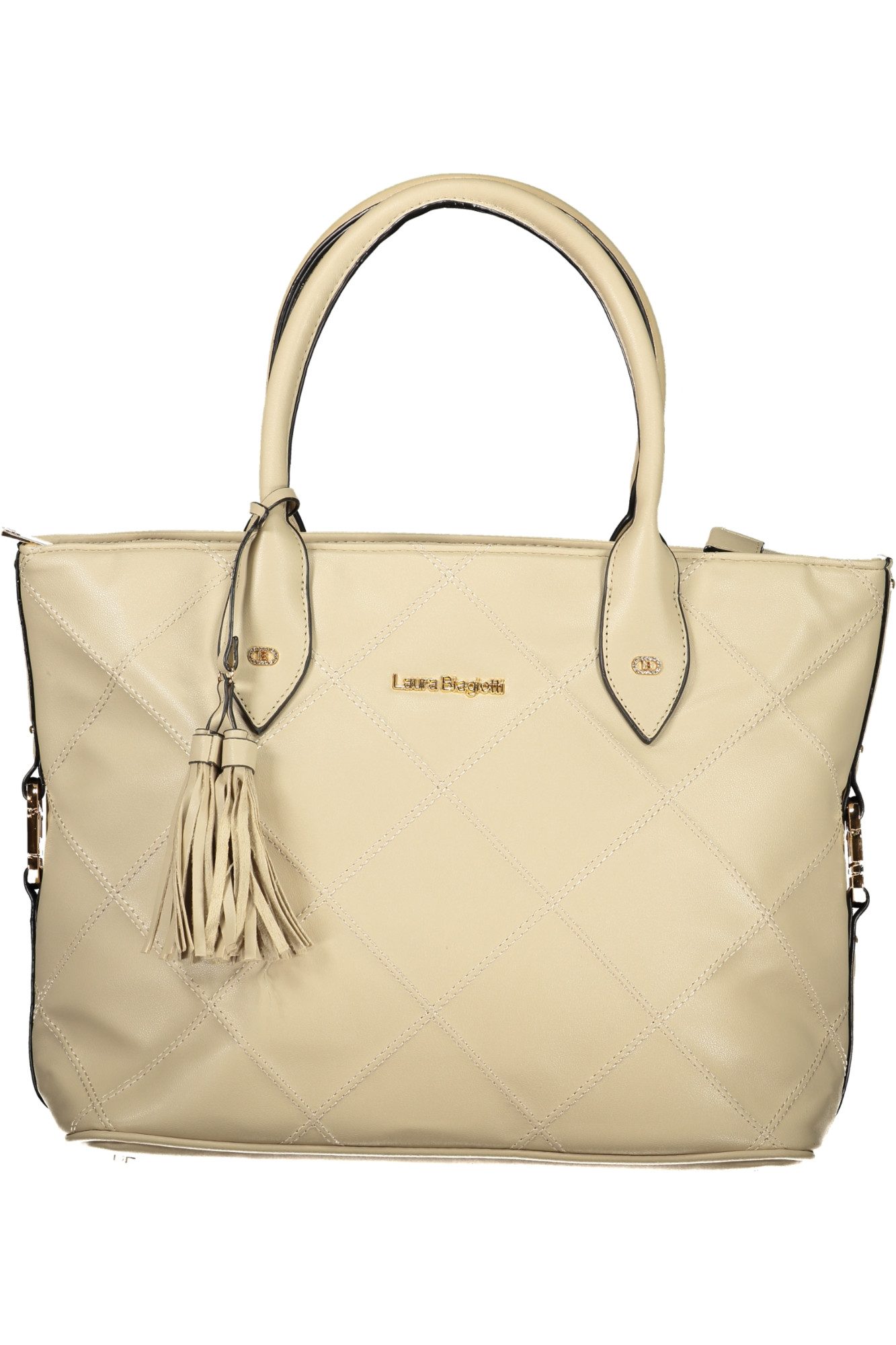 Laura Biagiotti Umhängetasche, Damen Handtasche Beige mit Fächern & Schultergurt - Stilvoll & Prakti