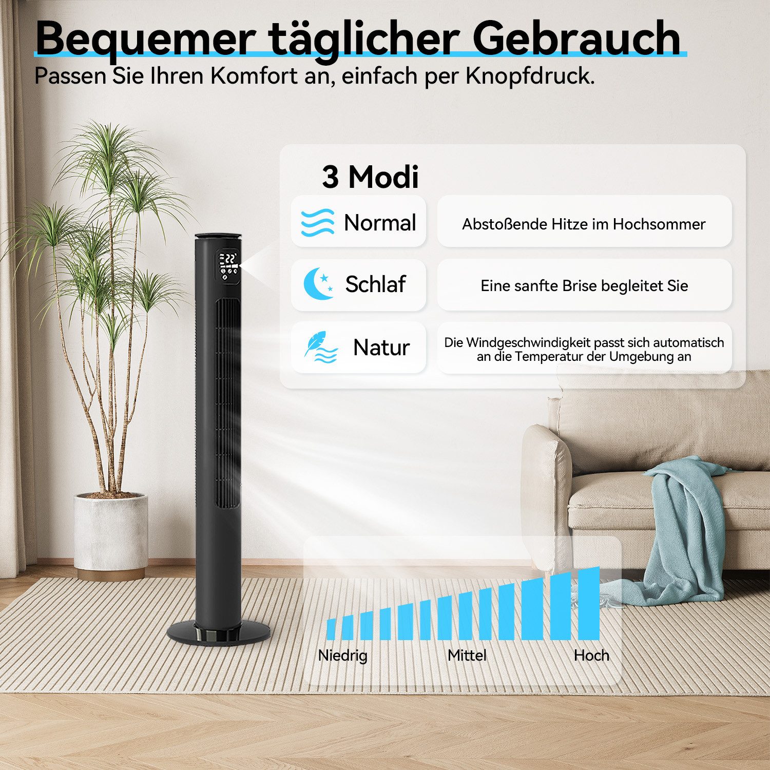 HOMALL Turmventilator Standventilator 116cm, Turmventilator mit günstig online kaufen