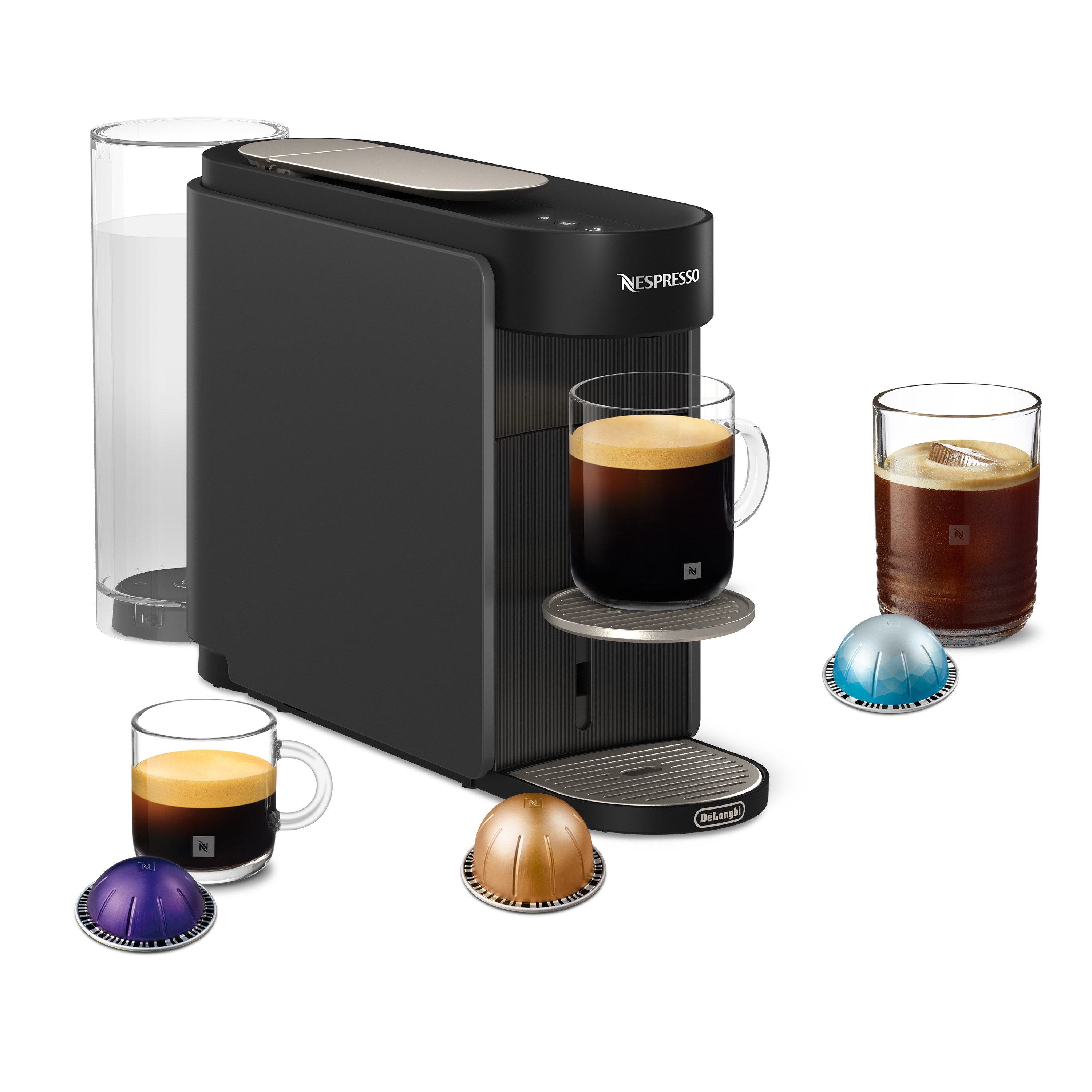 NESPRESSO Kapselmaschine Vertuo Up ENV200.GY von DeLonghi, 3 Sekunden Aufheizzeit, One Touch Kaffee Zubereitung, für 5 Tassengrößen, kompaktes Design