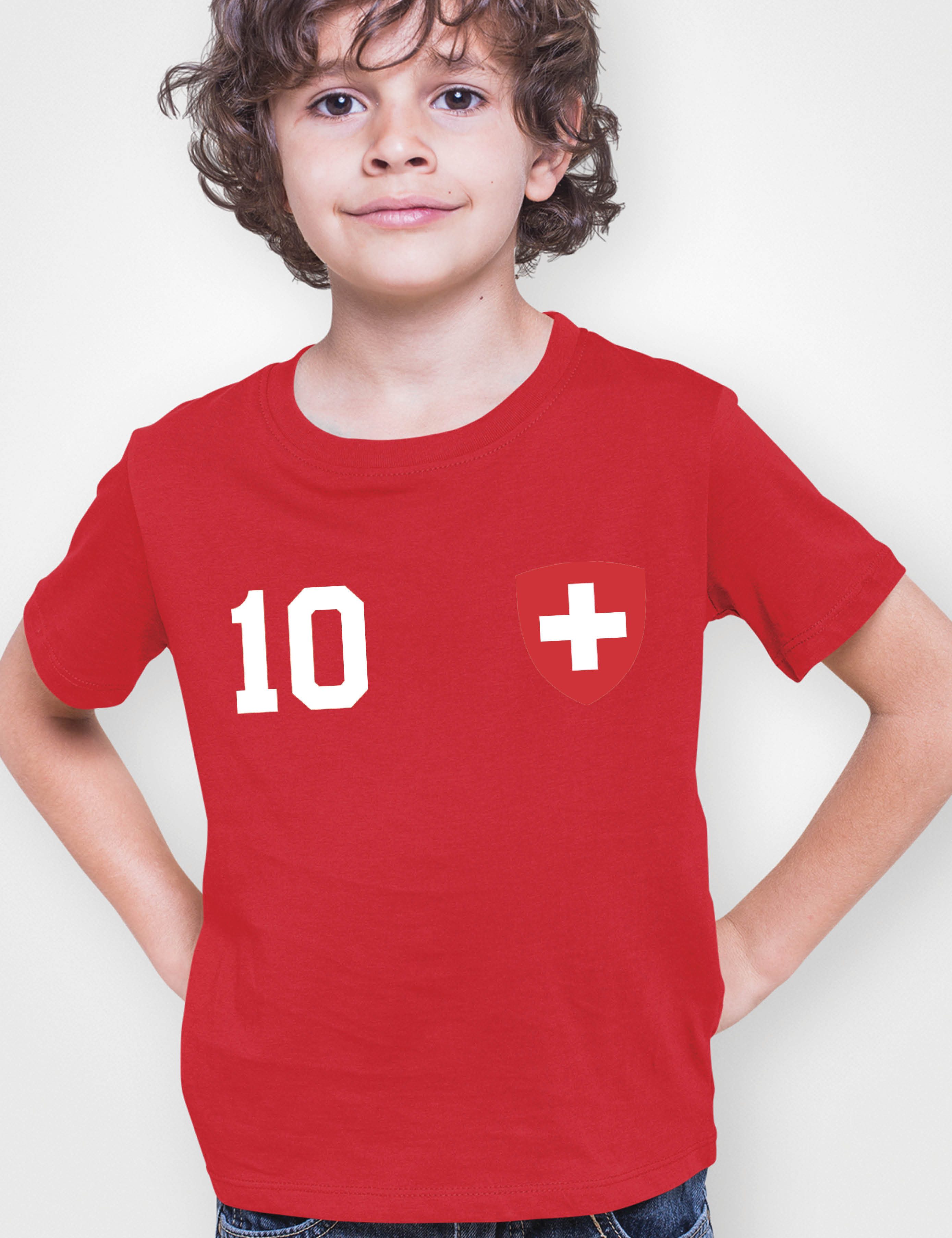 Youth Designz T-Shirt Schweiz Kinder T-Shirt im Fußball Trikot Look mit trendigem Motiv