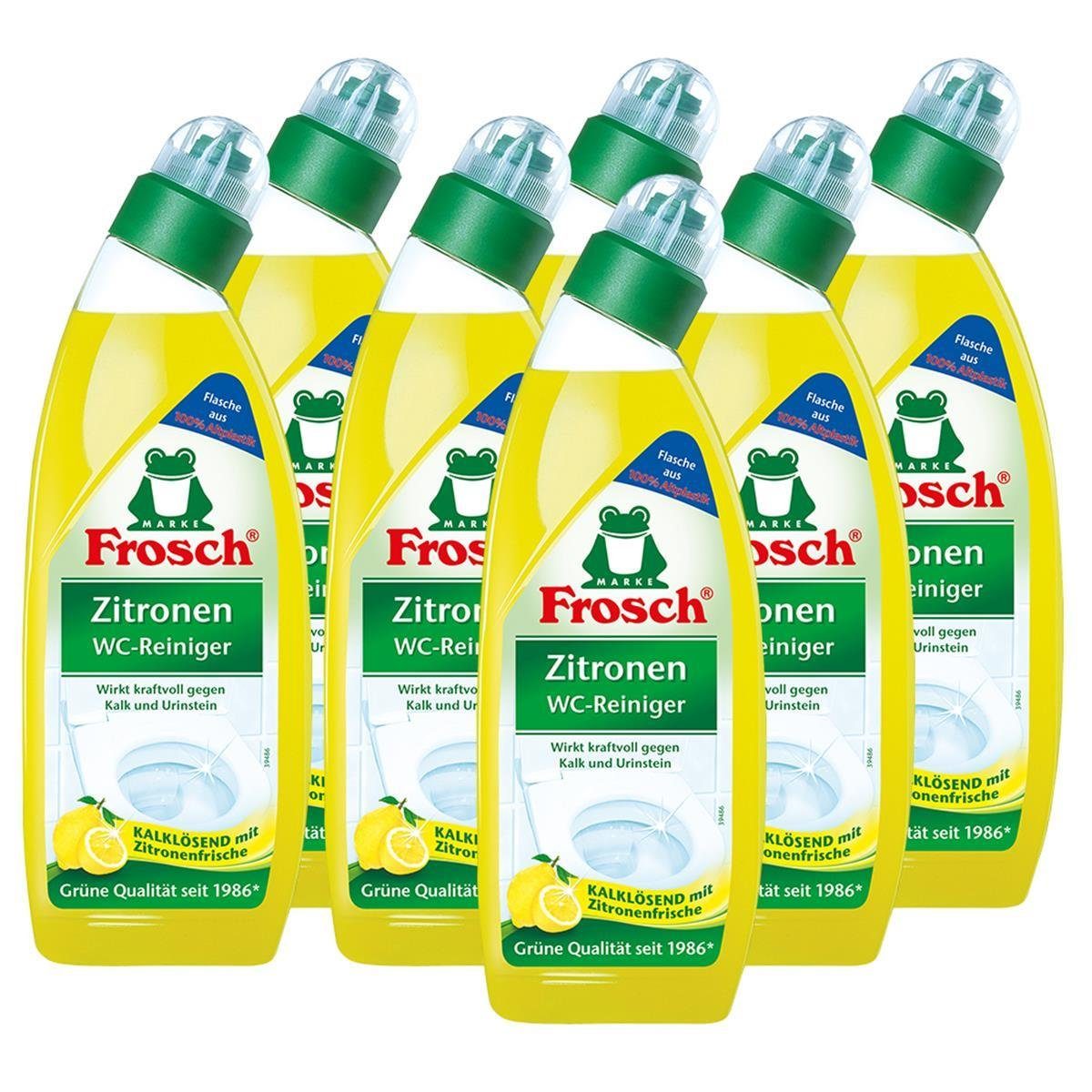 FROSCH 7x Frosch Zitronen WC-Reiniger Kalklösend 750 ml - WC-Reiniger mit Zitrone