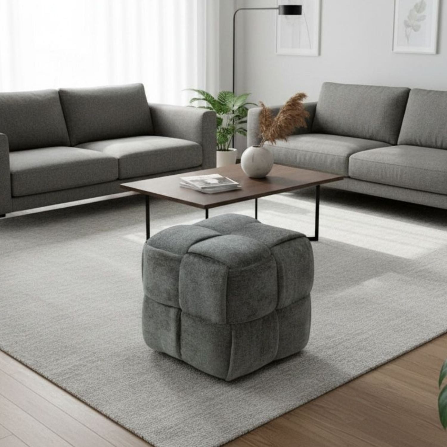 Skye Decor Pouf Knitting (1-St), Bouclé Polsterpouf