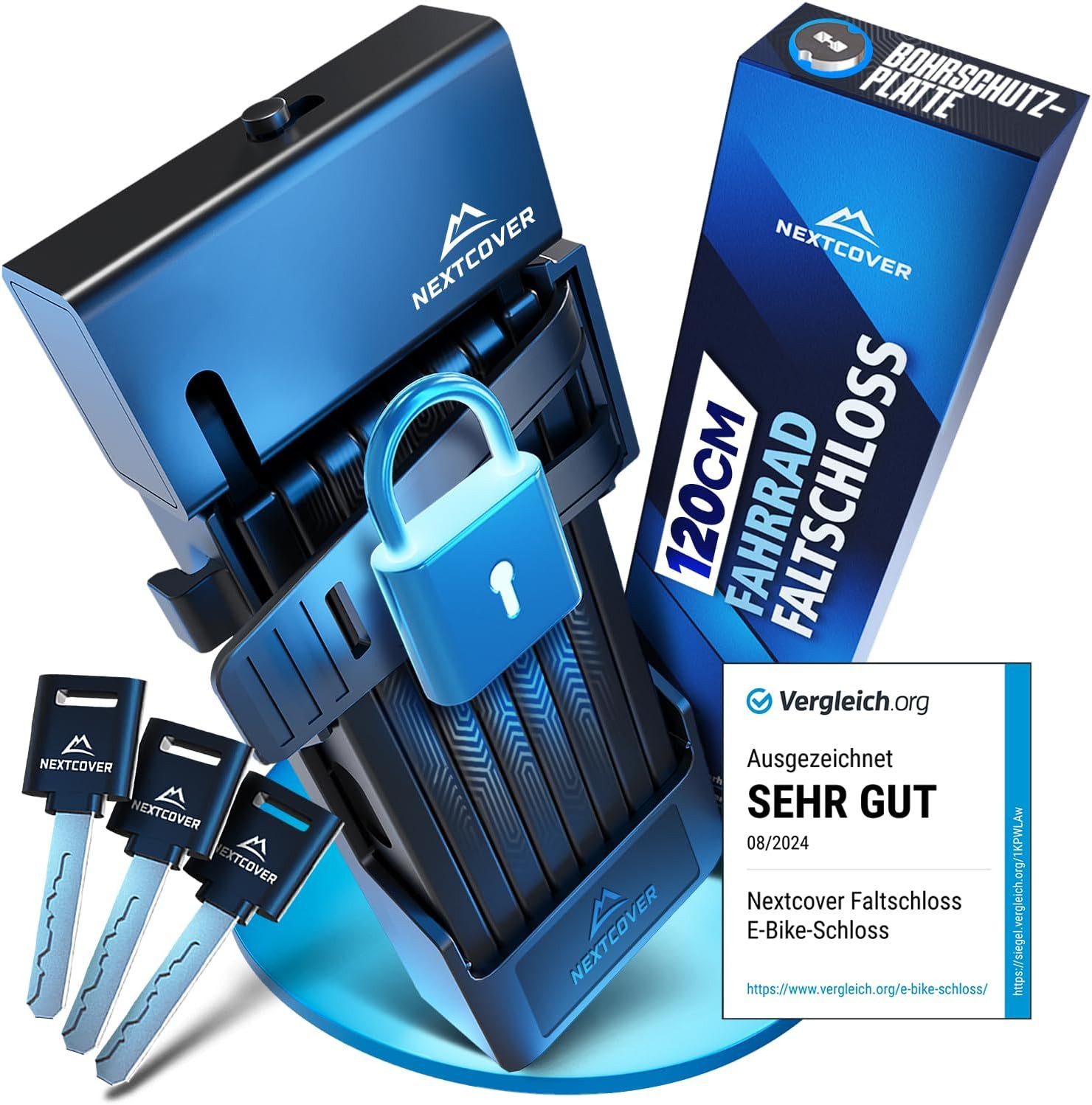 Nextcover Faltschloss NEXTCOVER® Faltschloss Fahrrad mit SteelSecure-Technologie