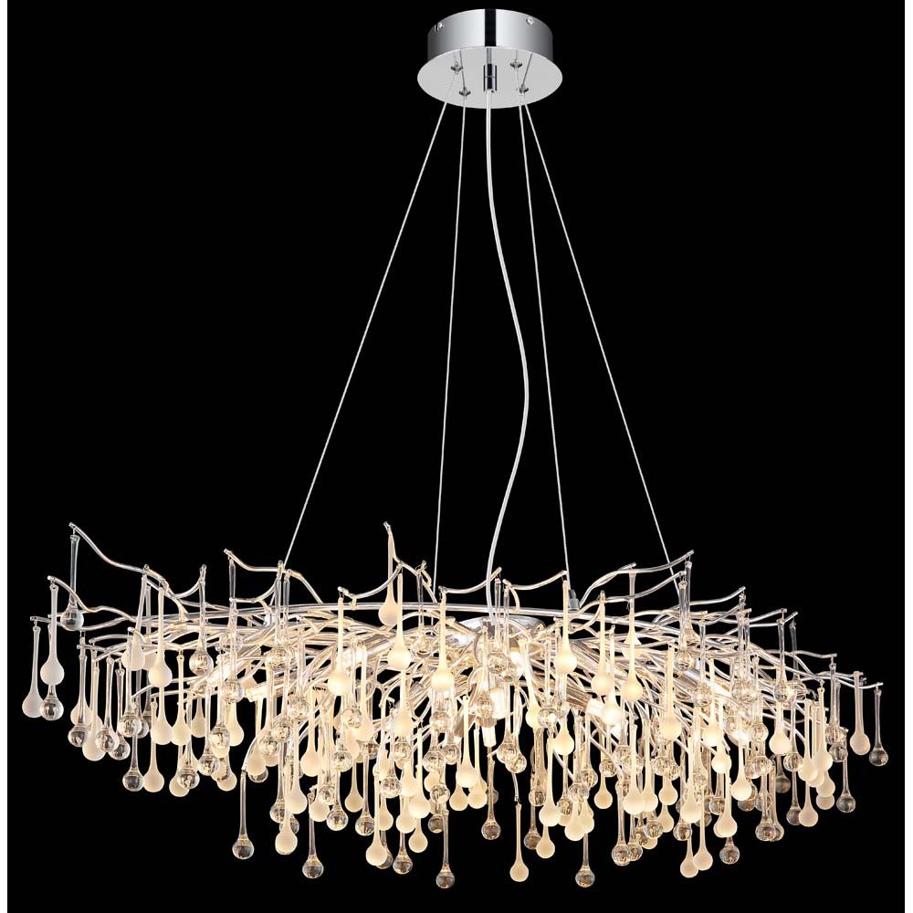 GLOBO LIGHTING Kronleuchter, Leuchtmittel nicht inklusive, Kronleuchter Hängeleuchte Metall verchromt Glaskristalle H 150 cm
