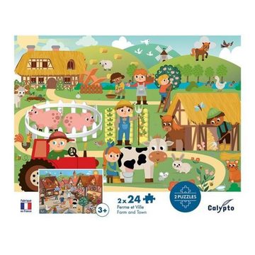 Carletto Puzzle Calypto Bauernhof & Stadt 2x24 Teile Puzzle, 24 Puzzleteile