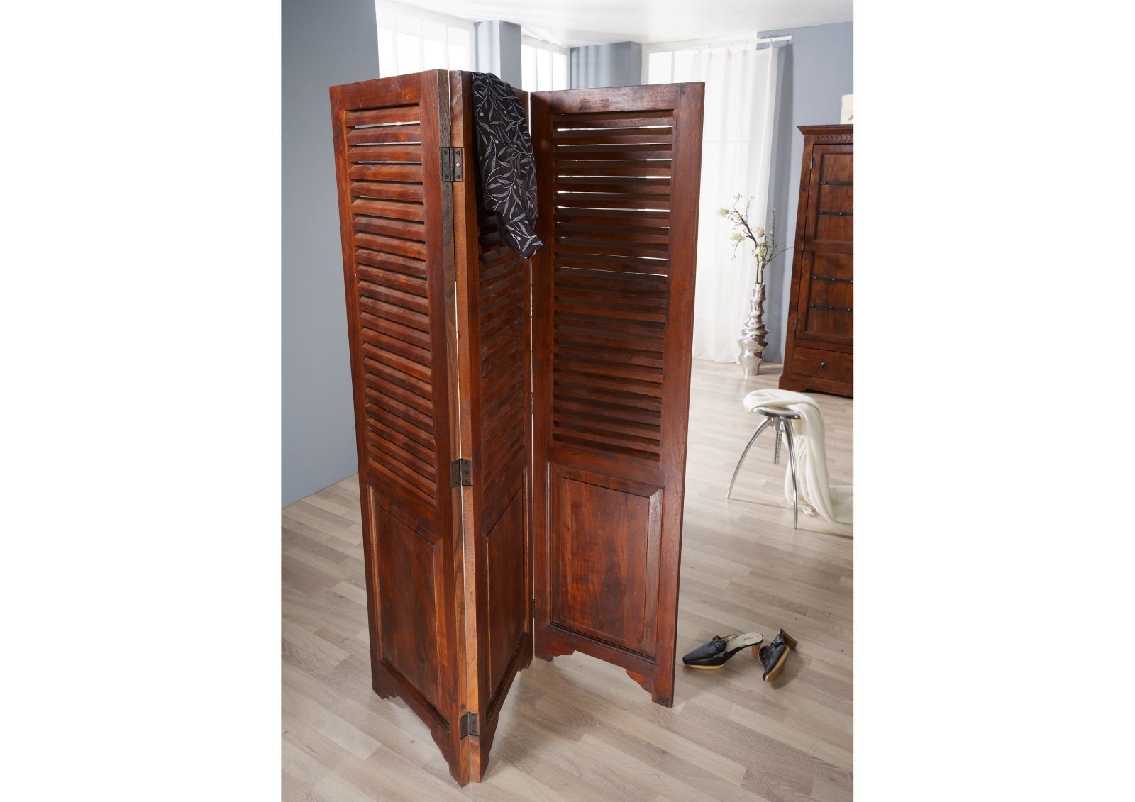 Massivmoebel24 Raumteiler OXFORD, 1-tlg., Trennwand Akazie 141x3x175 nougat lackiert OXFORD #520