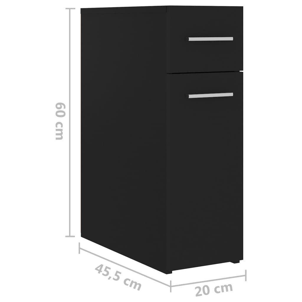 Schwarz vidaXL Fächerschrank 20x45,5x60 Holzwerkstoff cm (1-St) Apothekerschrank