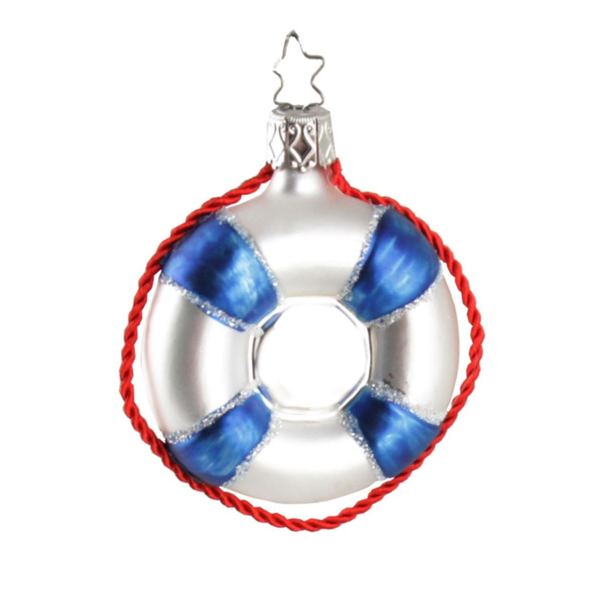 INGE-GLAS® Christbaumschmuck INGE-GLAS® Weihnachts-Hänger Rettungsring ca. 7 cm (1-tlg)