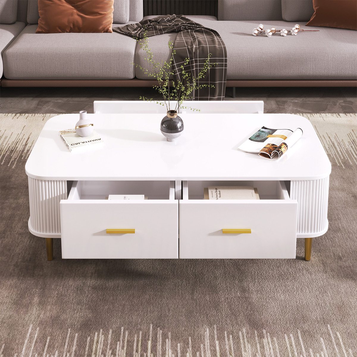 XDeer Couchtisch Couchtisch mit Schubladen Beistelltisch günstig online kaufen