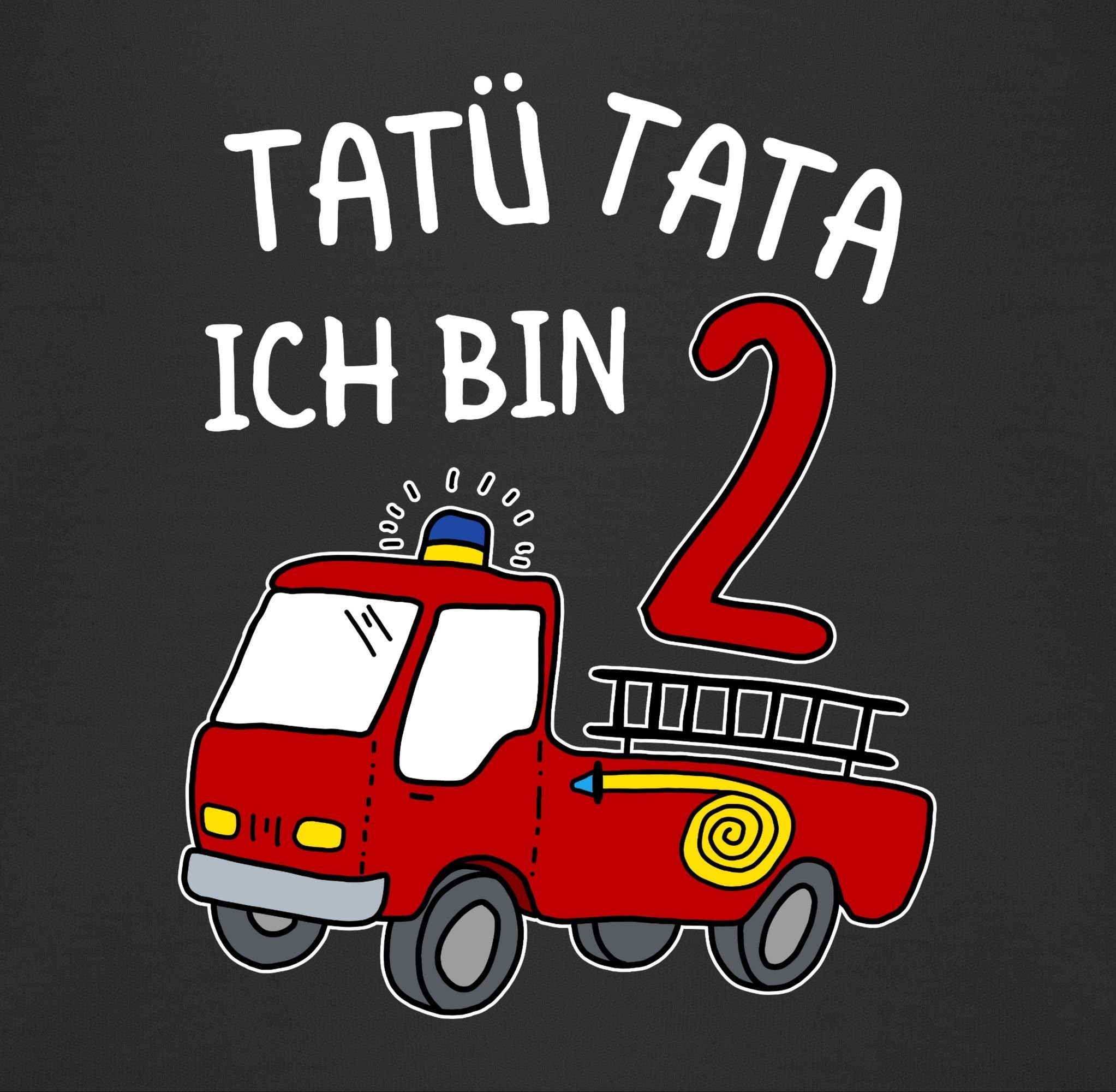 Ich Sweatshirt zwei 2 Schwarz Shirtracer Tata 2. bin Tatü Feuerwehrauto Geburtstag